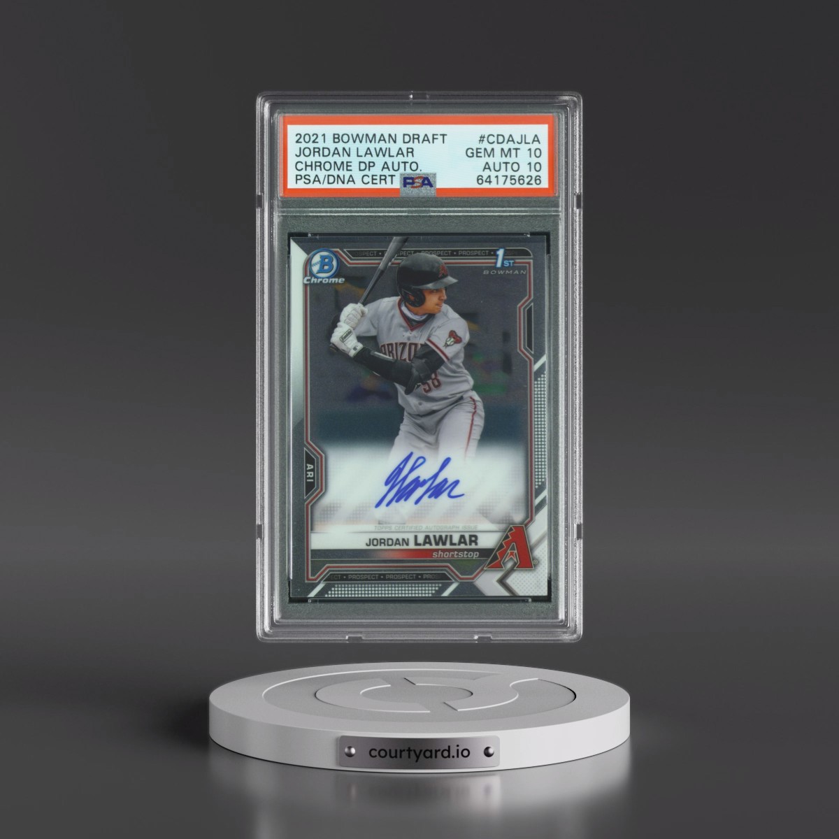 2021 Bowman Draft Chrome Draft Pick Autographs Jordan Lawlar #CDAJLA PSA 10