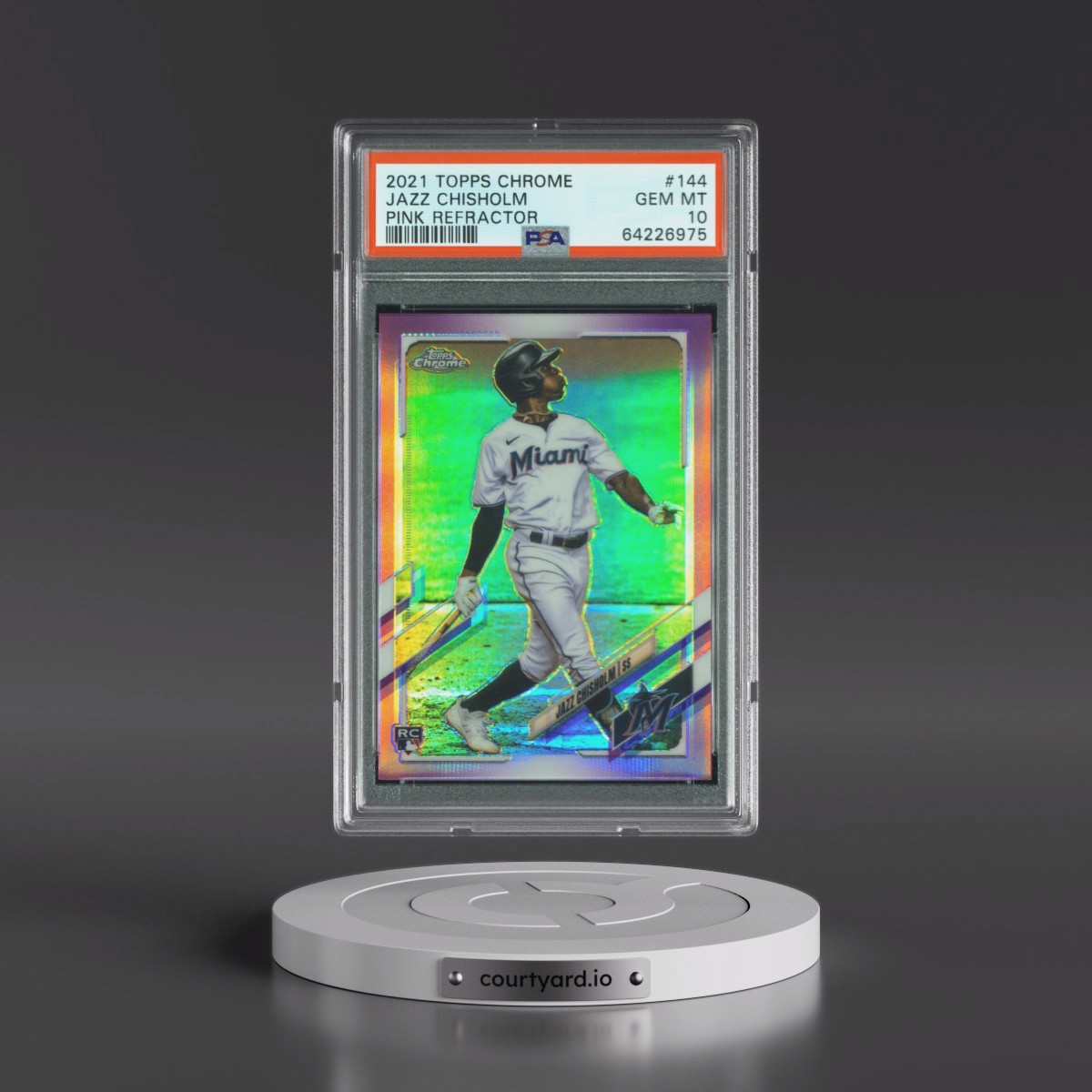 2021 Topps Chrome #144 Jazz Chisholm - Pink Refractor (PSA 10 GEM MINT)