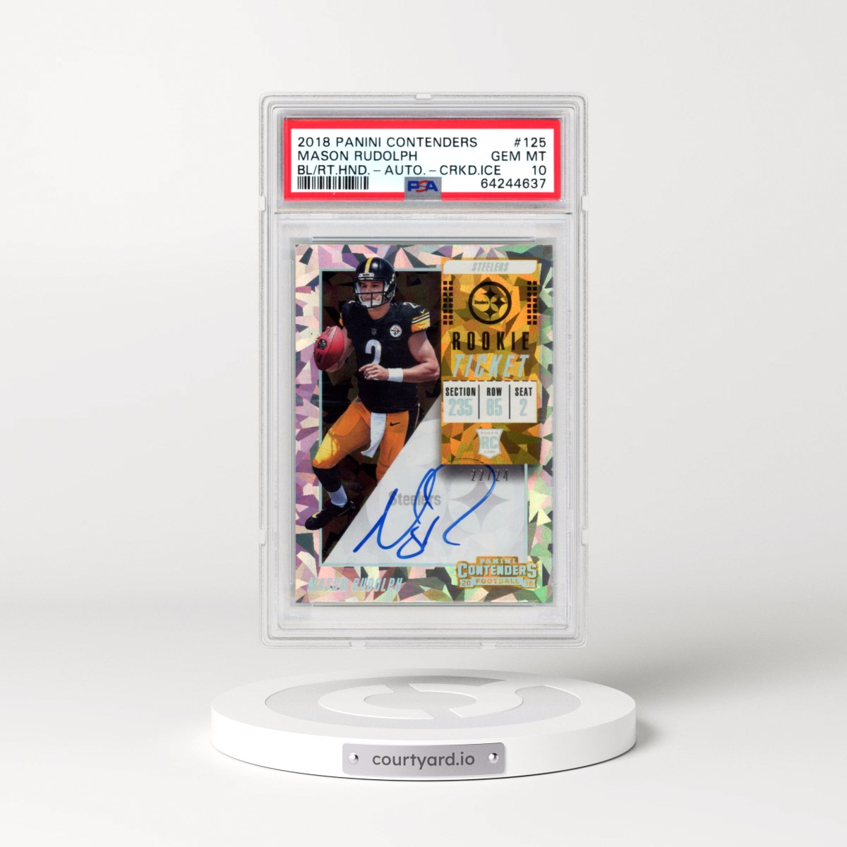 2018 Panini Contenders Mason Rudolph - Autograph-Cracked Ice #125 PSA 10