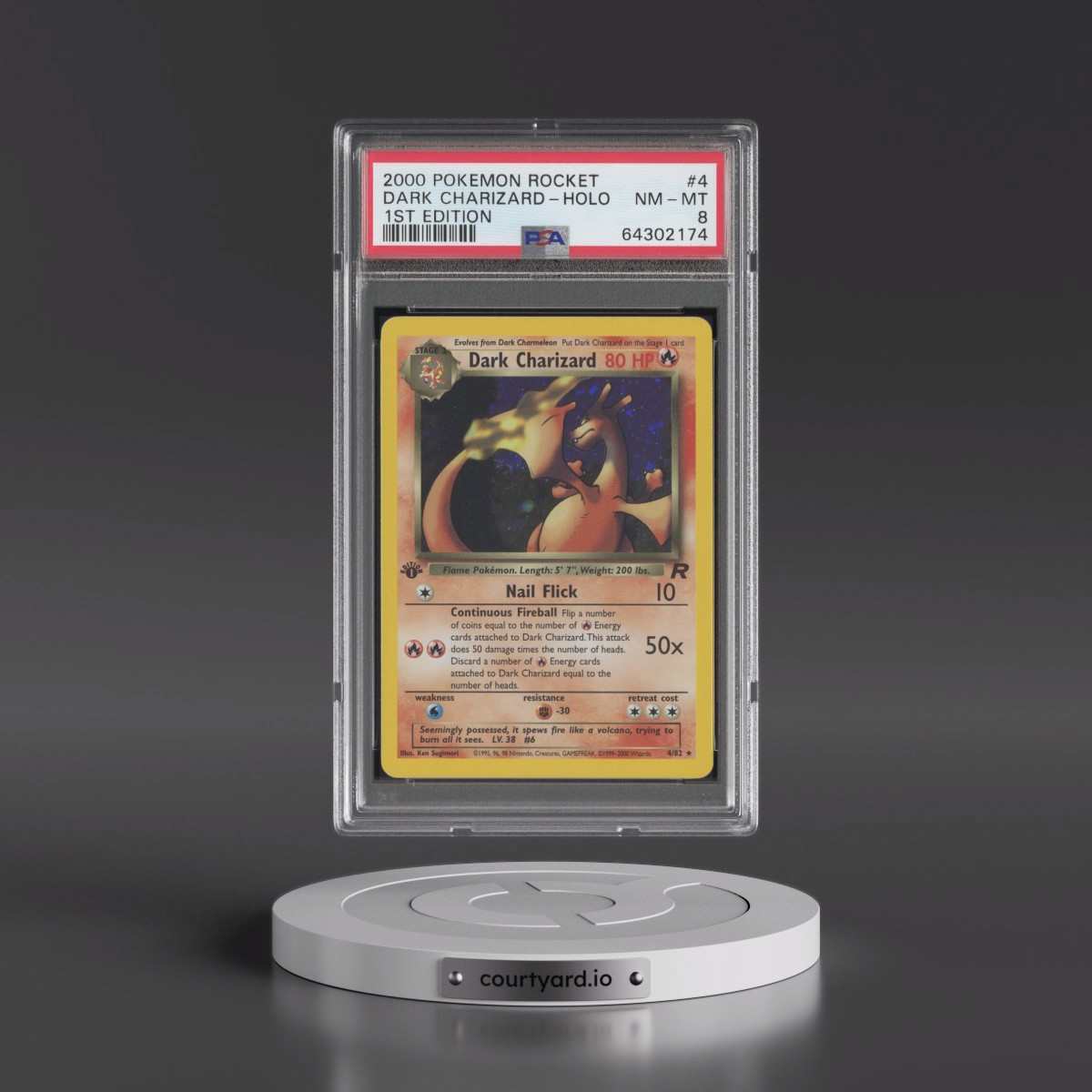 2000 Pokémon Rocket #4 Dark Charizard - 1st Edition Holo (PSA 8 NM-MT)