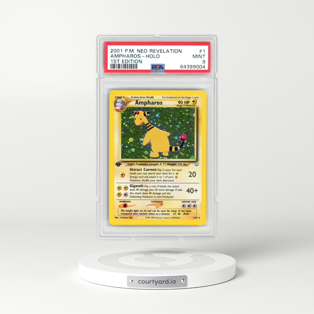 2001 Pokémon Neo Revelation #1 Ampharos - 1st Edition Holo (PSA 9 MINT)