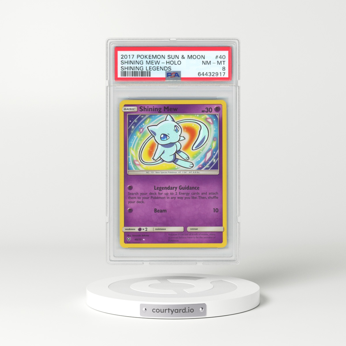 2017 Pokémon Sun & Moon Shining Legends #40 Shining Mew - Holo Holo (PSA 8 NM-MT)
