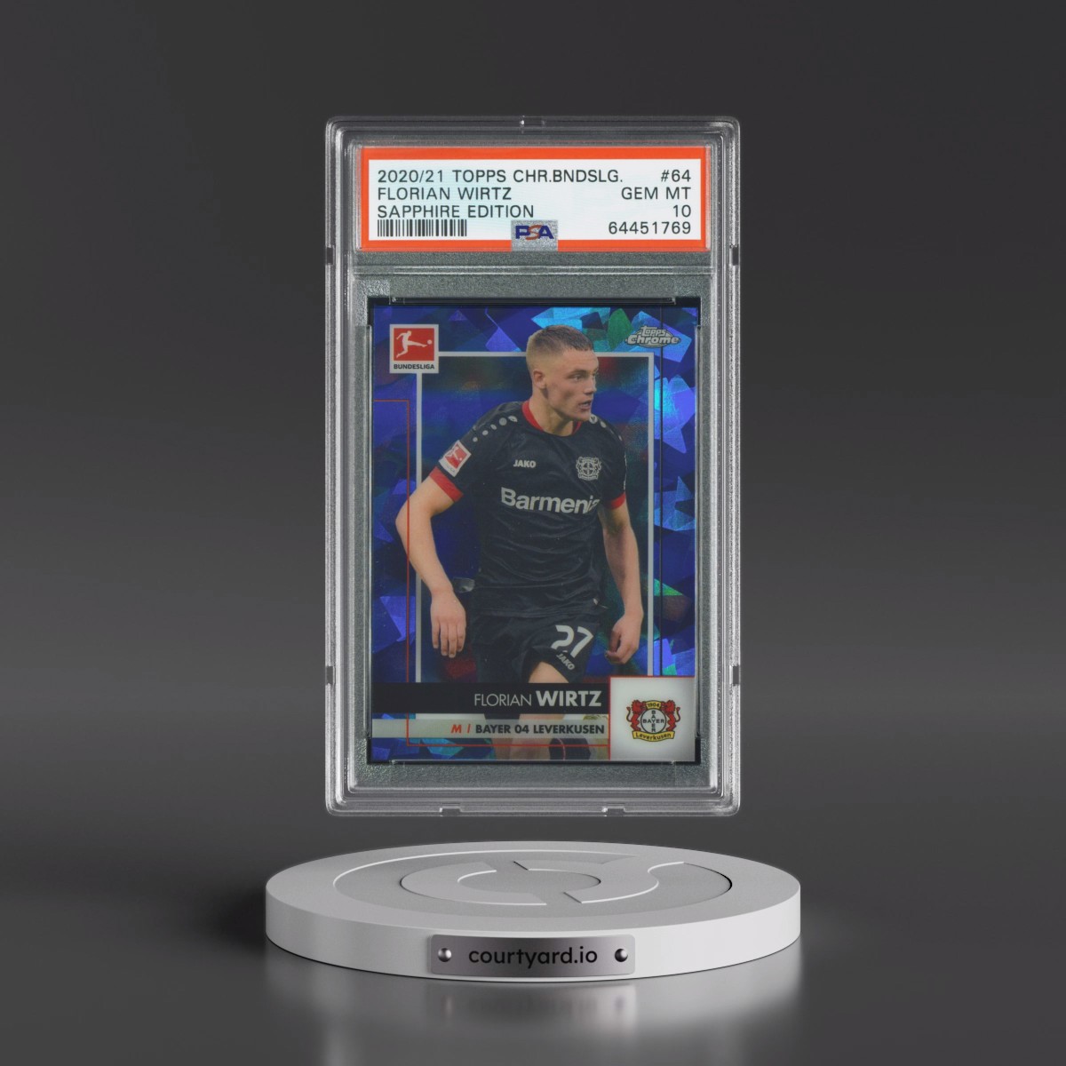 2020 Topps Chrome Bundesliga Sapphire Edition #64 Florian Wirtz (PSA 10 GEM MINT)