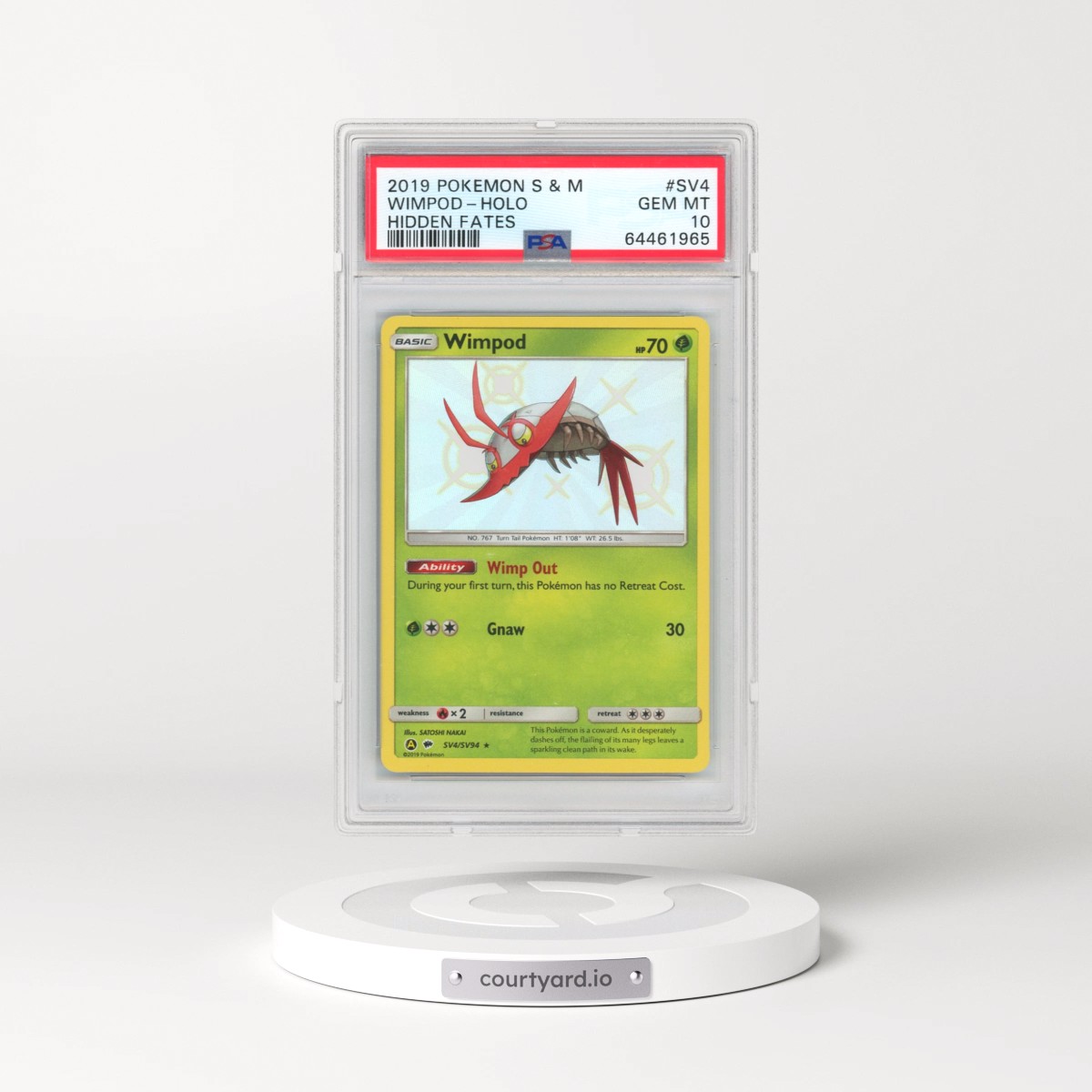 2019 Pokémon Sun & Moon Hidden Fates #SV4 Wimpod - Holo (PSA 10 GEM MINT)