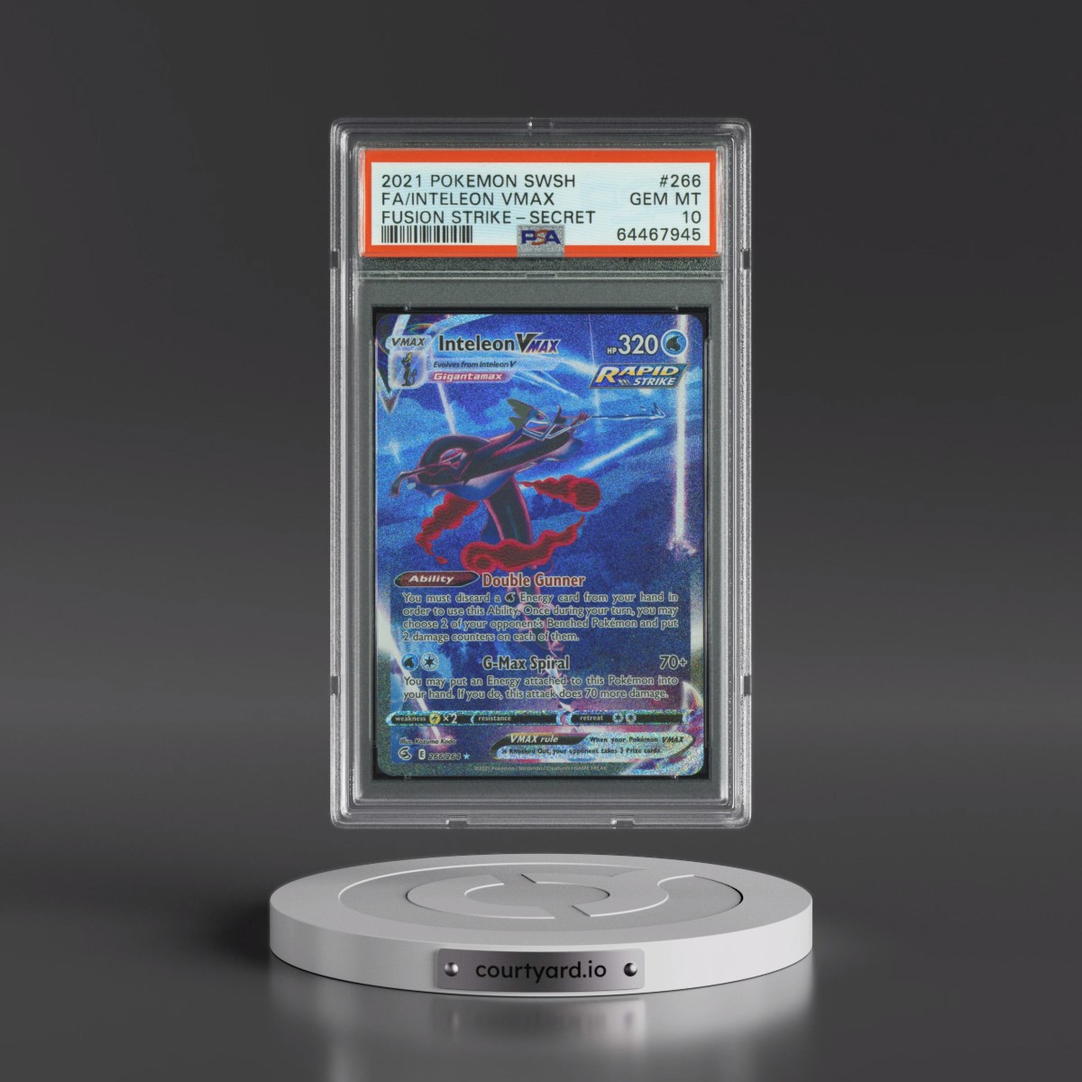 2021 Pokémon Sword & Shield Fusion Strike #266 Inteleon Vmax - Full Art Secret (PSA 10 GEM MINT)