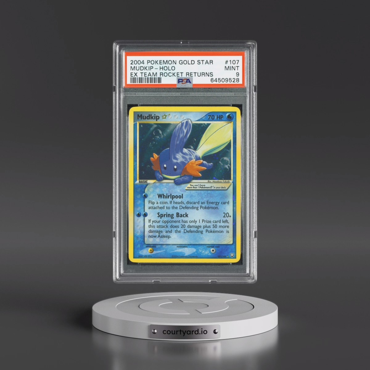 2004 Pokémon EX Team Rocket Returns #107 Mudkip - Holo Gold Star (PSA 9 MINT)