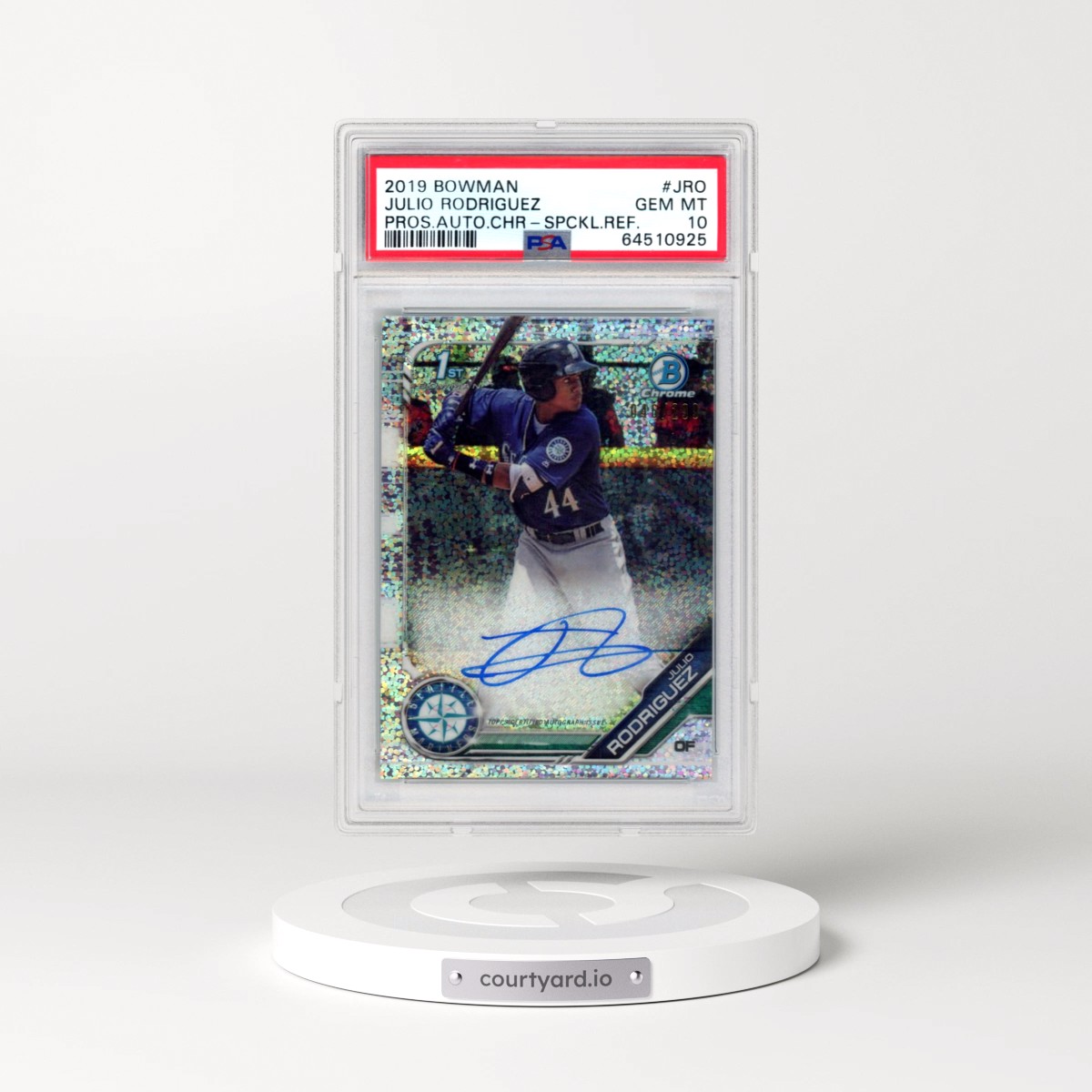 2019 Bowman Prospect Autographs Chrome #JRO Julio Rodriguez - Speckle Refractor (PSA 10 GEM MINT)