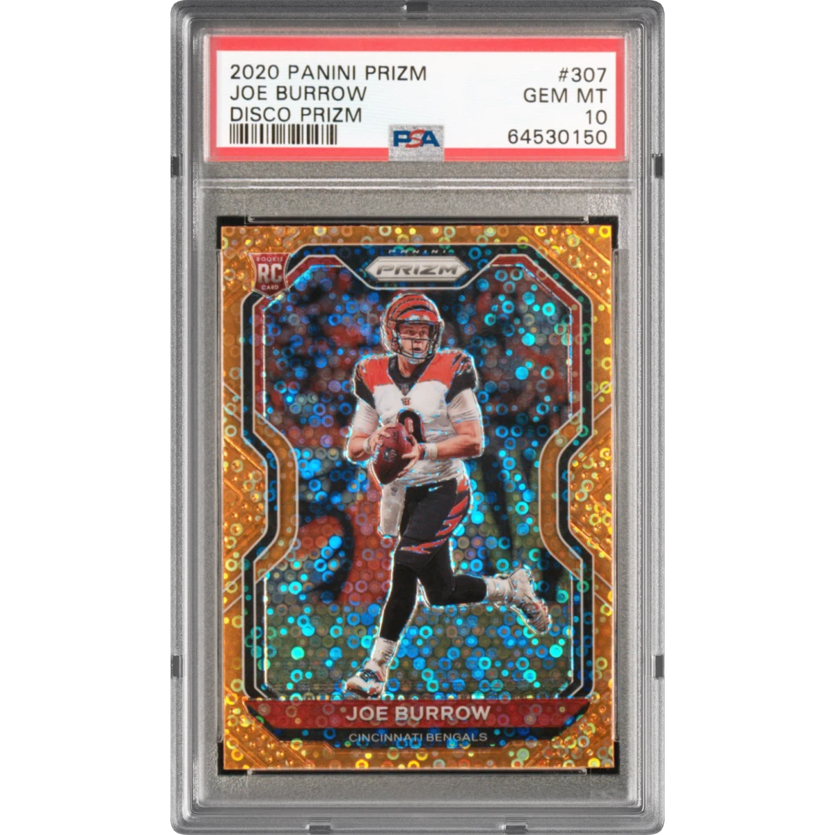 2020 Panini Prizm #307 Joe Burrow - Disco Prizm, PSA 10