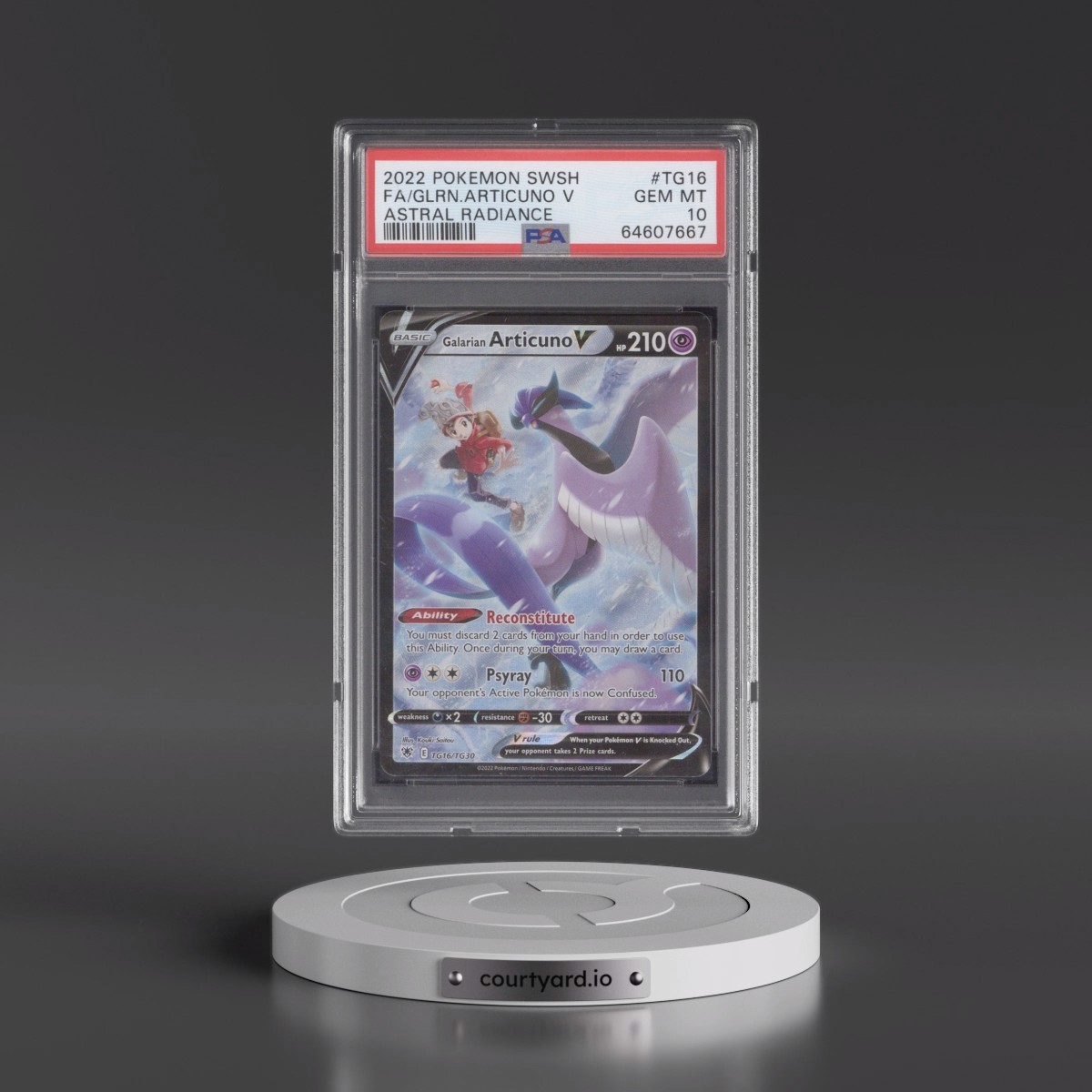 2022 Pokémon Sword & Shield Astral Radiance Galarian Articuno V - Holo Full Art #TG16 PSA 10