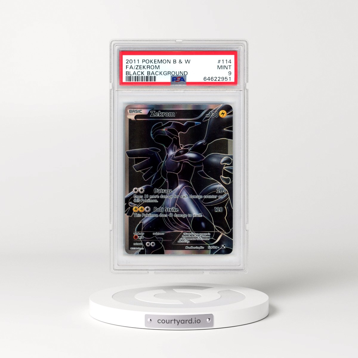 2011 Pokémon Black & White #114 Zekrom - Full Art Black Background (PSA 9 MINT)