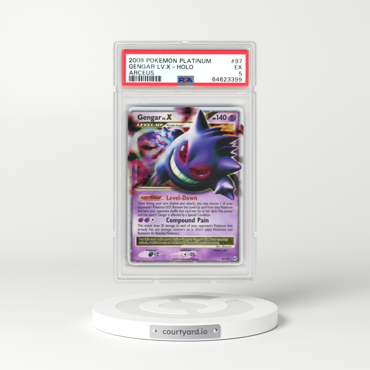 2009 Pokémon Platinum Arceus #97 Gengar LV.X - Holo (PSA 5 EX)