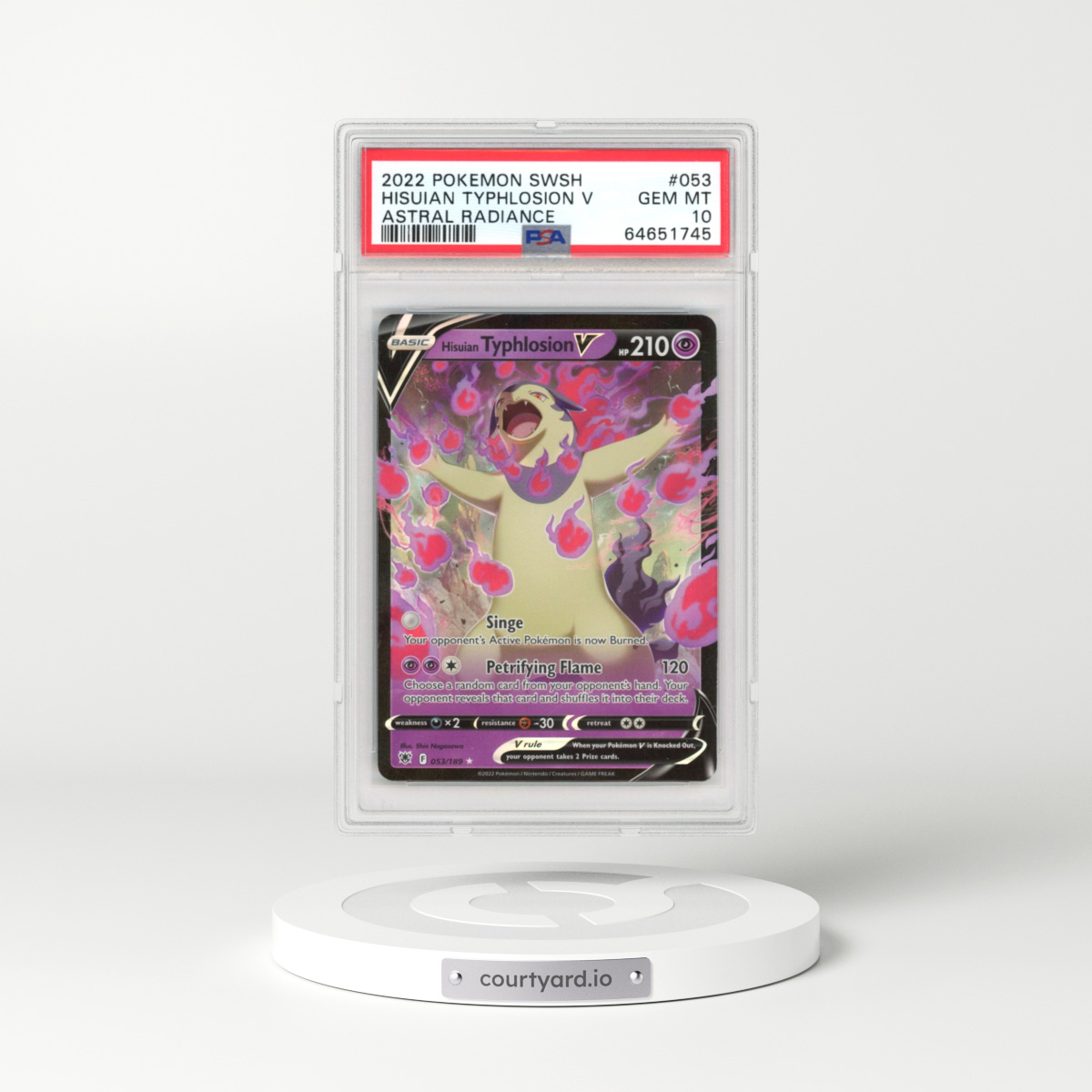 2022 Astral Radiance #053 Hisuian Typhlosion V - Holo (PSA 10 GEM MINT)