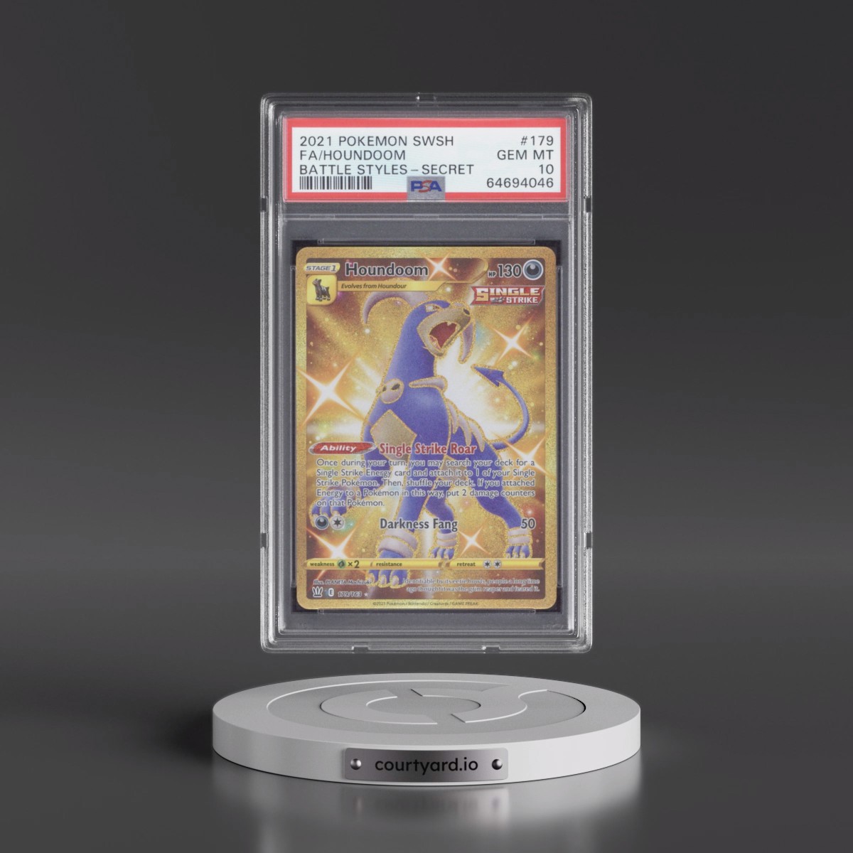 2021 Pokémon Sword & Shield Battle Styles #179 Houndoom - Full Art Secret (PSA 10 GEM MINT)