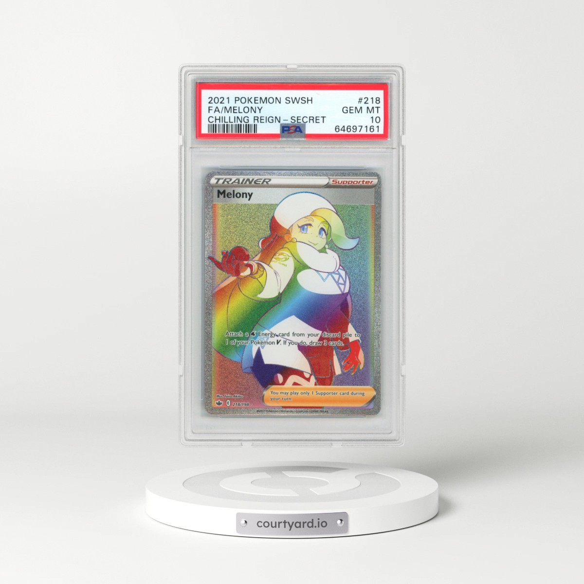 2021 Pokémon Sword & Shield Chilling Reign #218 Melony - Full Art Secret (PSA 10 GEM MINT)