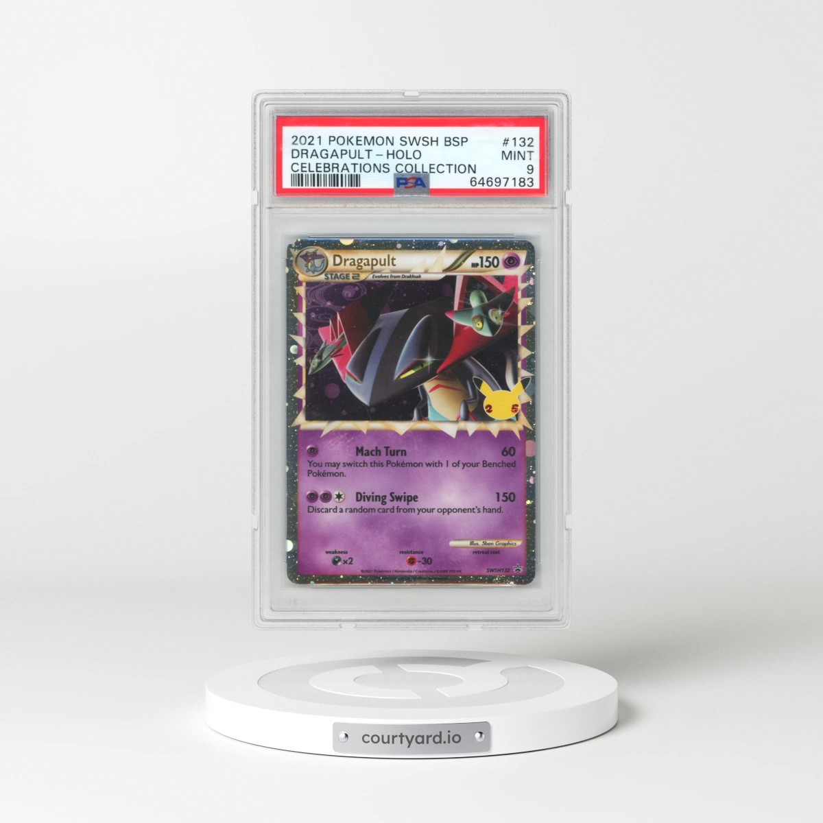 2021 Pokémon Swsh Black Star Promo #132 Dragapult - Holo Celebrations Collection (PSA 9 MINT)
