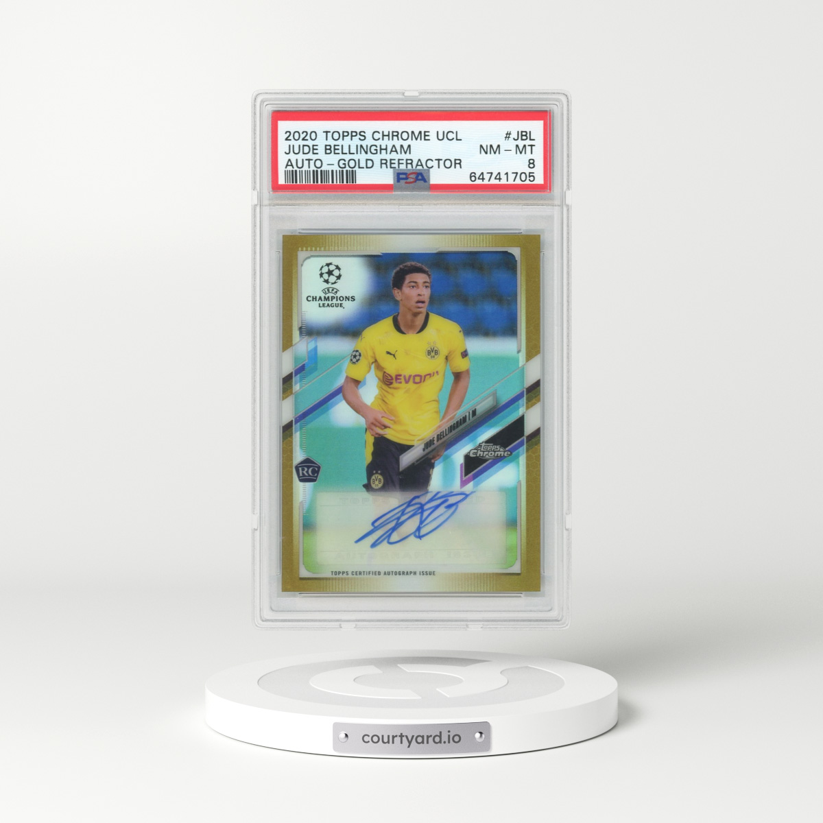 2020 Topps Chrome UEFA Champions League Autographs #JBL Jude Bellingham - Gold Refractor (PSA 8 NM-MT)