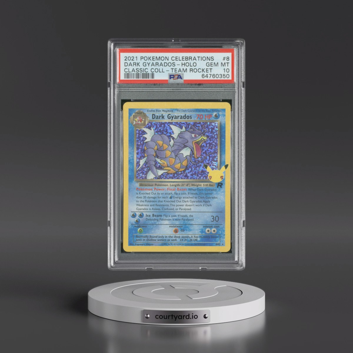 2021 Pokémon Celebrations Classic Collection #8 Dark Gyarados - Holo (PSA 10 GEM MINT)