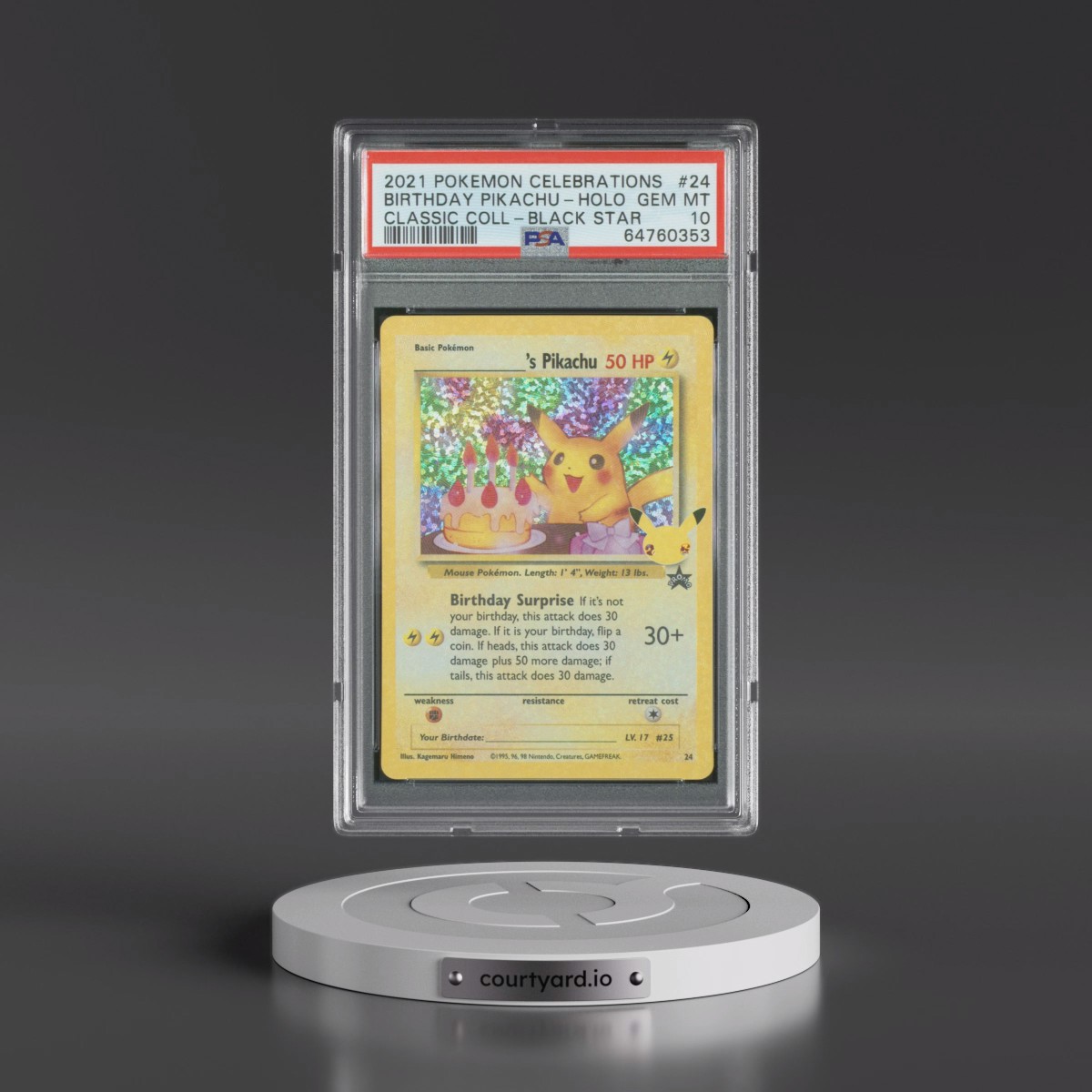 2021 Pokémon Celebrations Classic Collection #24 Birthday Pikachu - Holo (PSA 10 GEM MINT)
