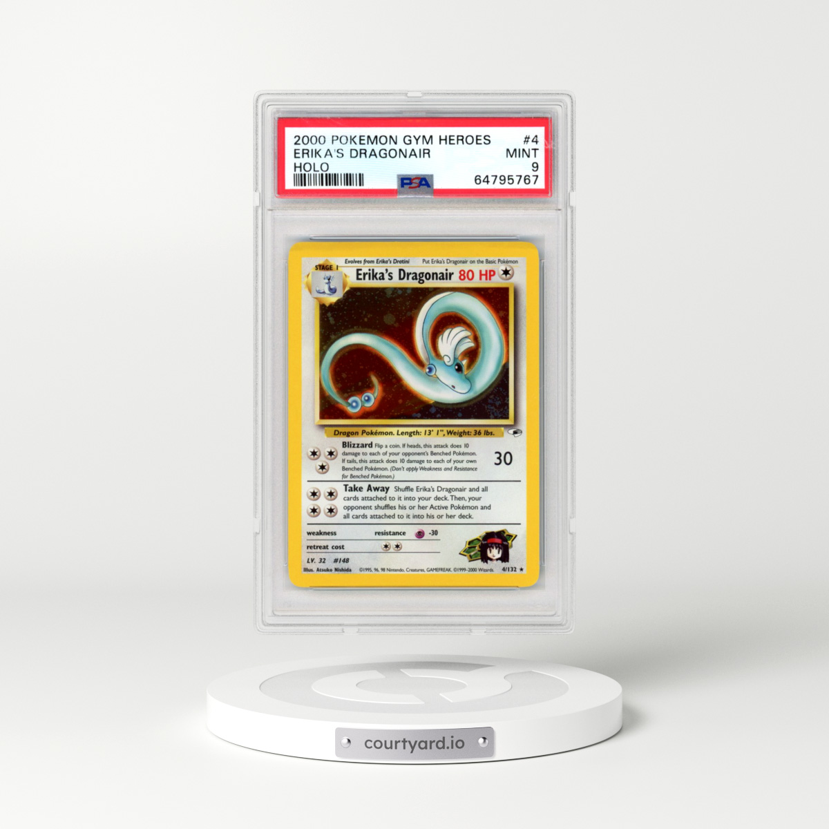 2000 Pokémon Gym Heroes #4 Erika's Dragonair - Holo (PSA 9 MINT)