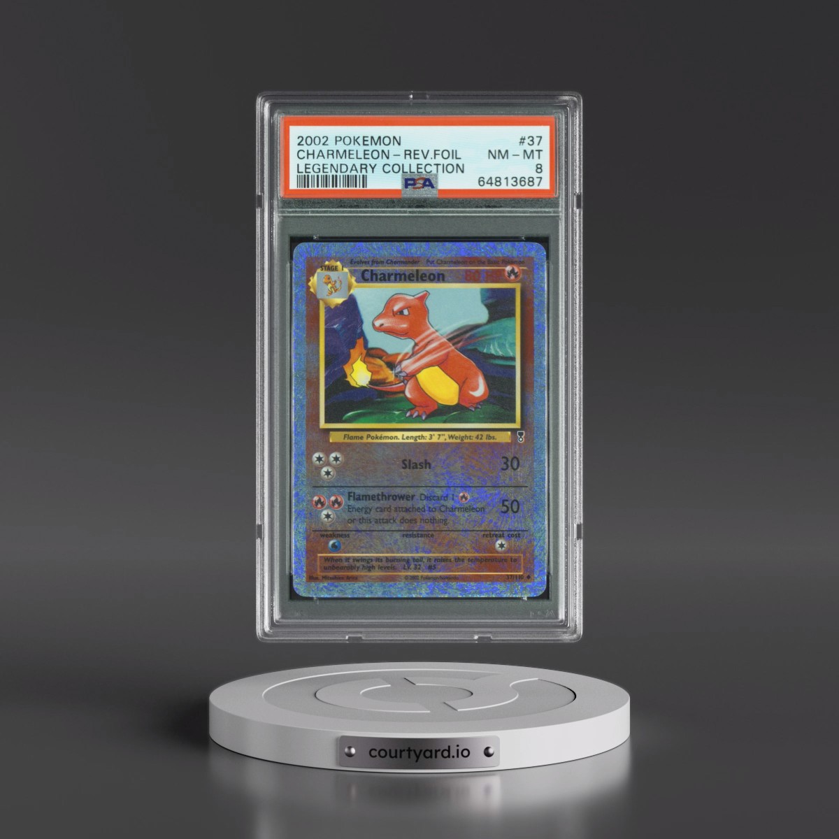 2002 Pokémon Legendary Collection #37 Charmeleon - Reverse Foil (PSA 8 NM-MT)