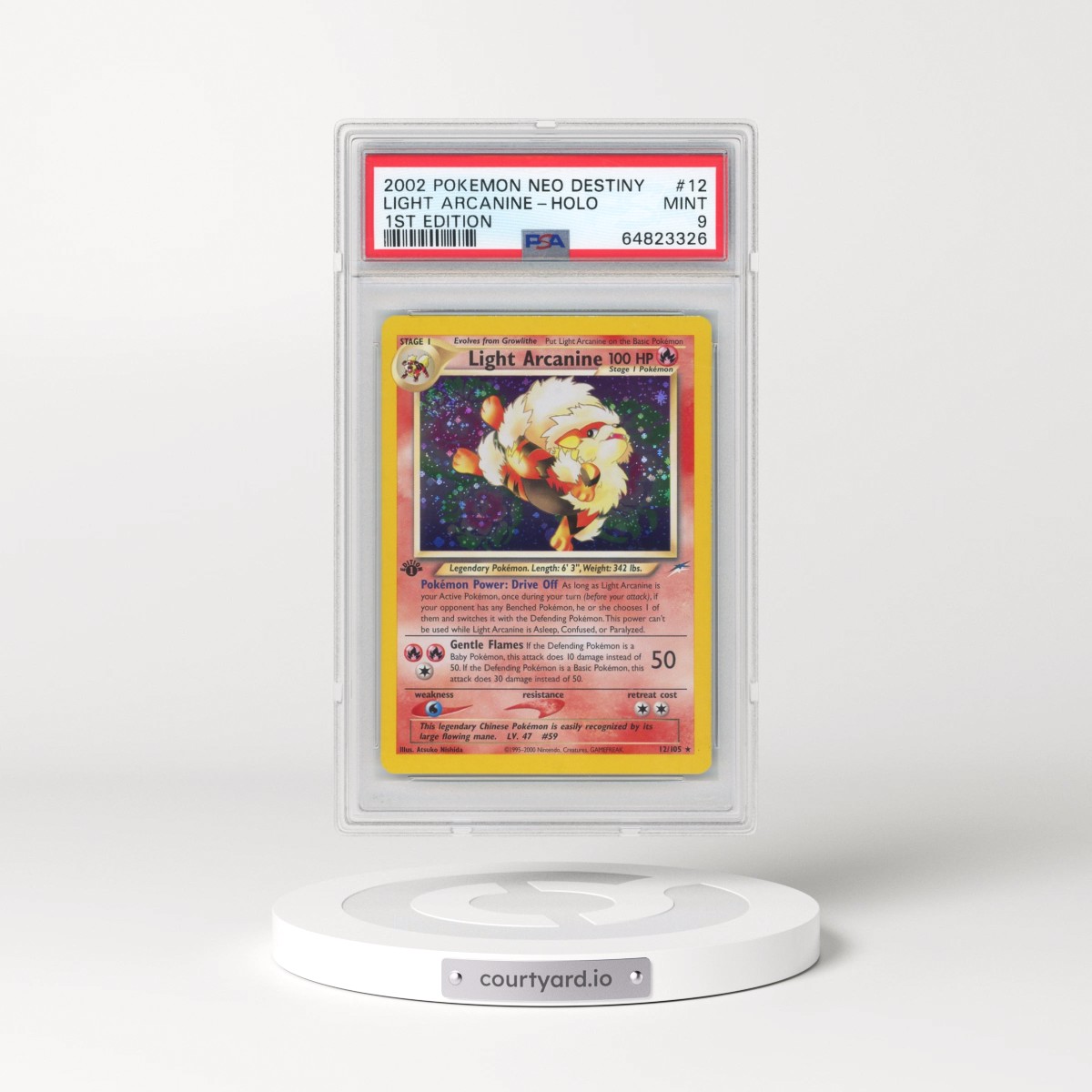 2002 Pokémon Neo Destiny #12 Light Arcanine - 1st Edition Holo (PSA 9 MINT)
