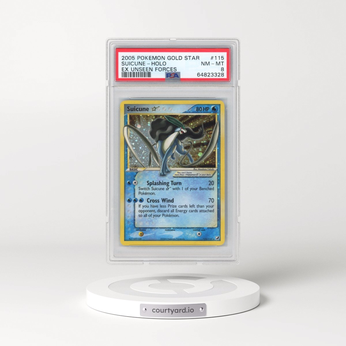 2005 Pokémon EX Unseen Forces #115 Suicune - Holo Gold Star (PSA 8 NM-MT)