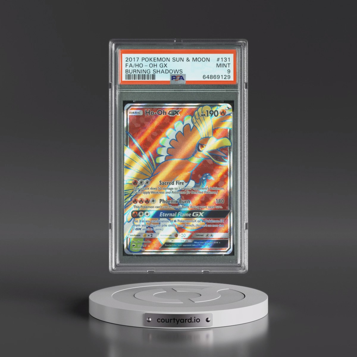 2017 Pokémon Sun & Moon Burning Shadows #131 HO-Oh GX - Holo Full Art (PSA 9 MINT)
