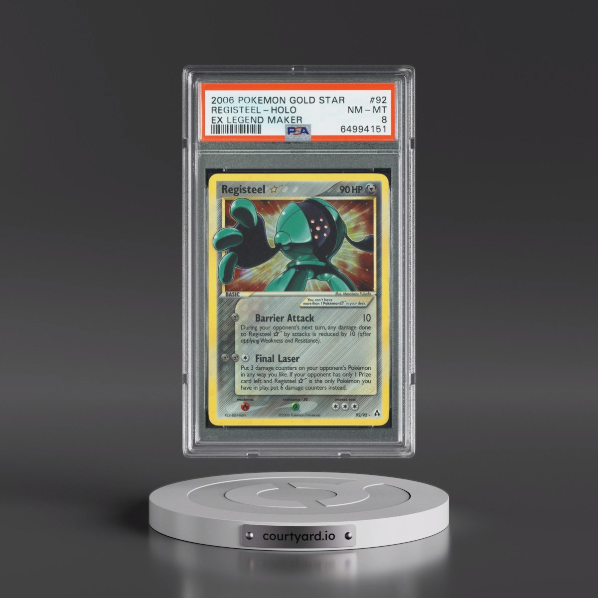 2006 Pokémon EX Legend Maker #92 Registeel - Holo Gold Star (PSA 8 NM-MT)