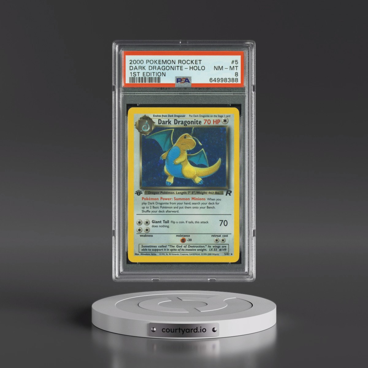 2000 Pokémon Rocket #5 Dark Dragonite - 1st Edition Holo (PSA 8 NM-MT)