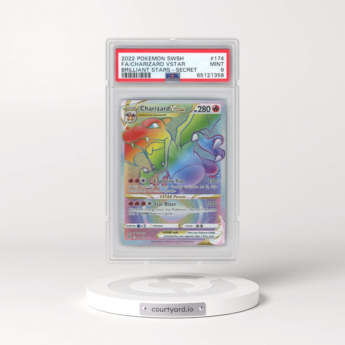 2022 Pokémon Sword & Shield Brilliant Stars #174 Charizard Vstar - Full Art Secret (PSA 9 MINT)