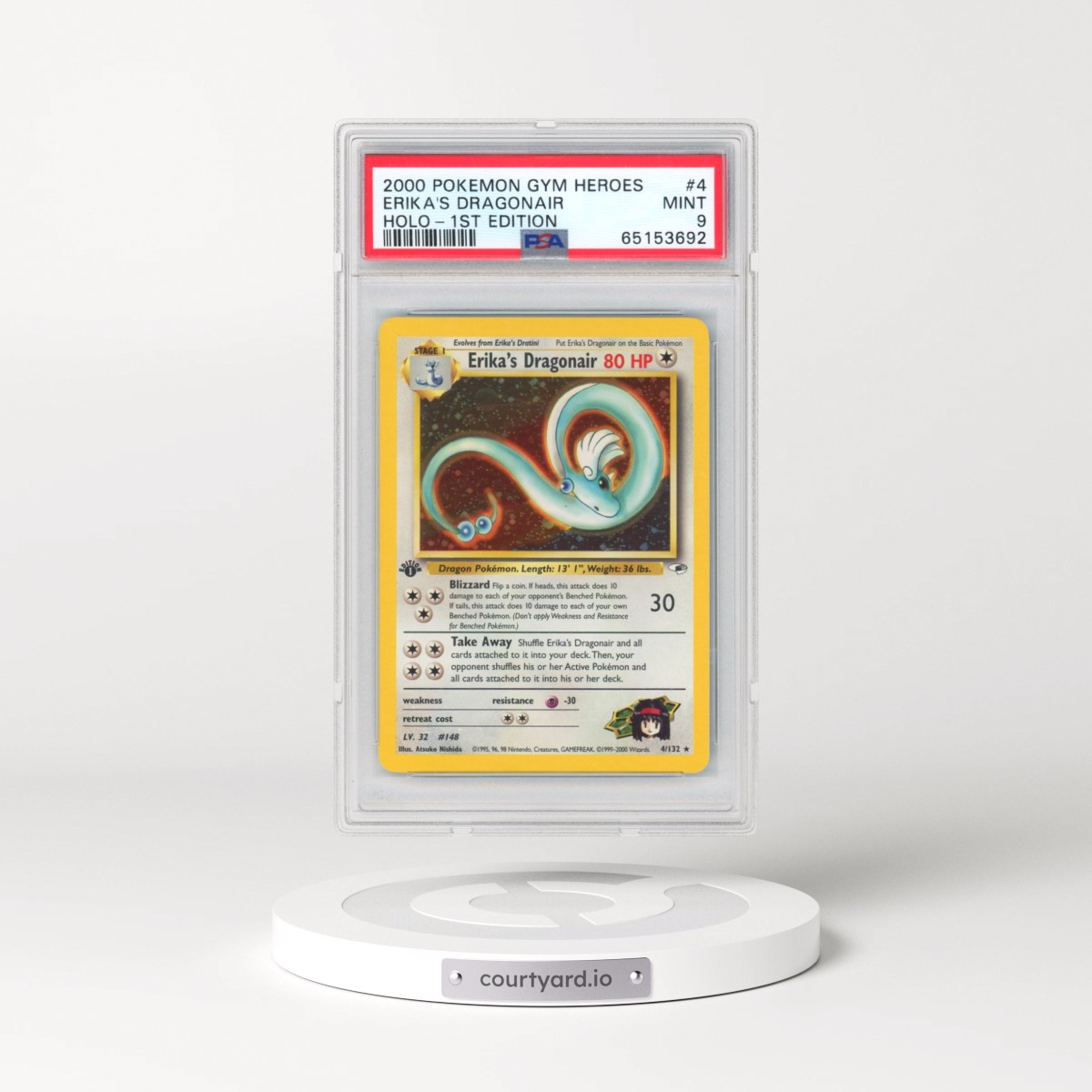 2000 Pokémon Gym Heroes #4 Erika's Dragonair - 1st Edition Holo (PSA 9 MINT)