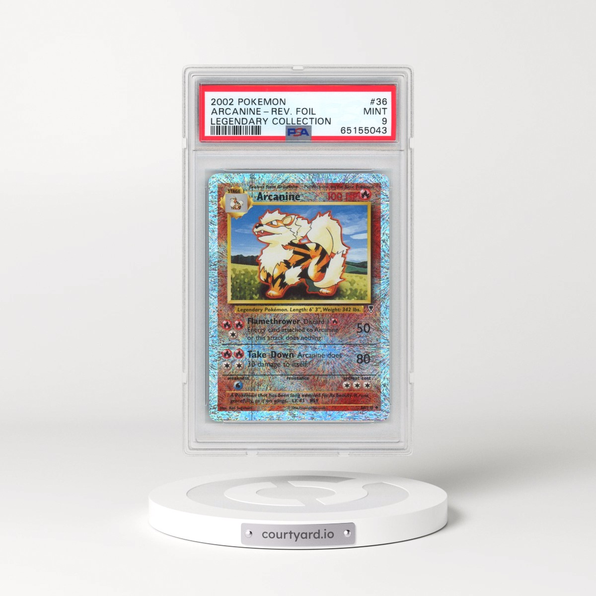 2002 Pokémon Legendary Collection #36 Arcanine - Reverse Foil (PSA 9 MINT)