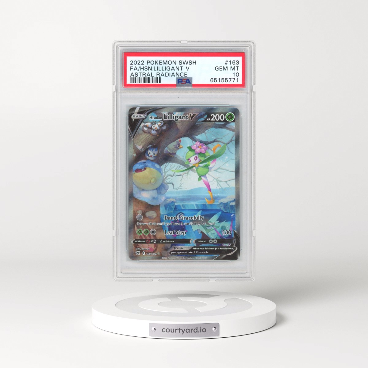 2022 Pokémon Sword & Shield Astral Radiance #163 Hisuian Lilligant V - Holo Full Art (PSA 10 GEM MINT)