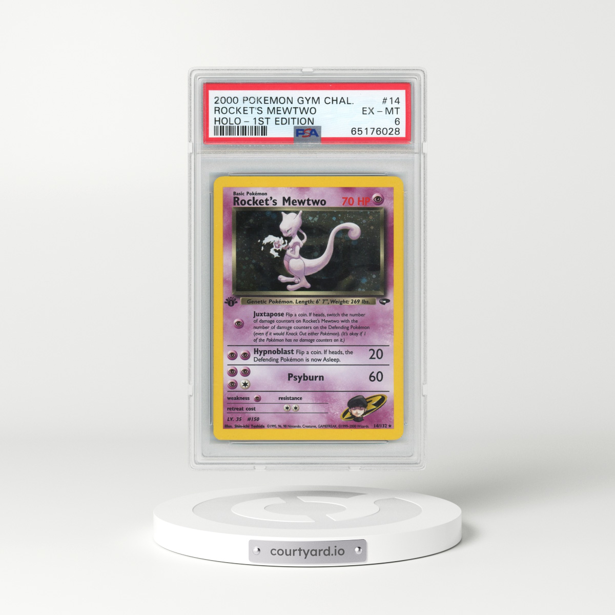 2000 Pokémon Gym Challenge #14 Rocket's Mewtwo - 1st Edition Holo (PSA 6 EX-MT)