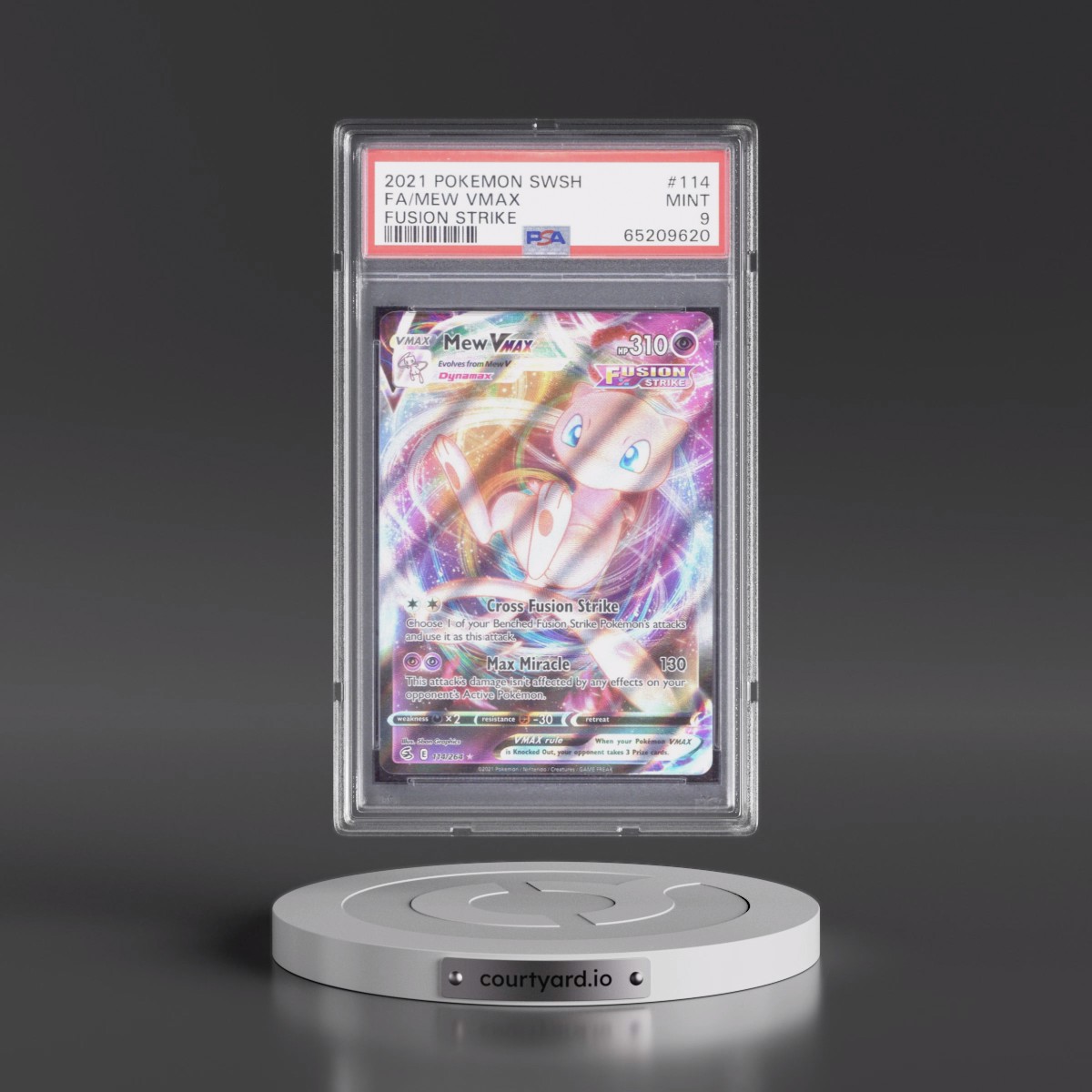 2021 Pokémon Sword & Shield Fusion Strike #114 Mew Vmax - Full Art (PSA 9 MINT)