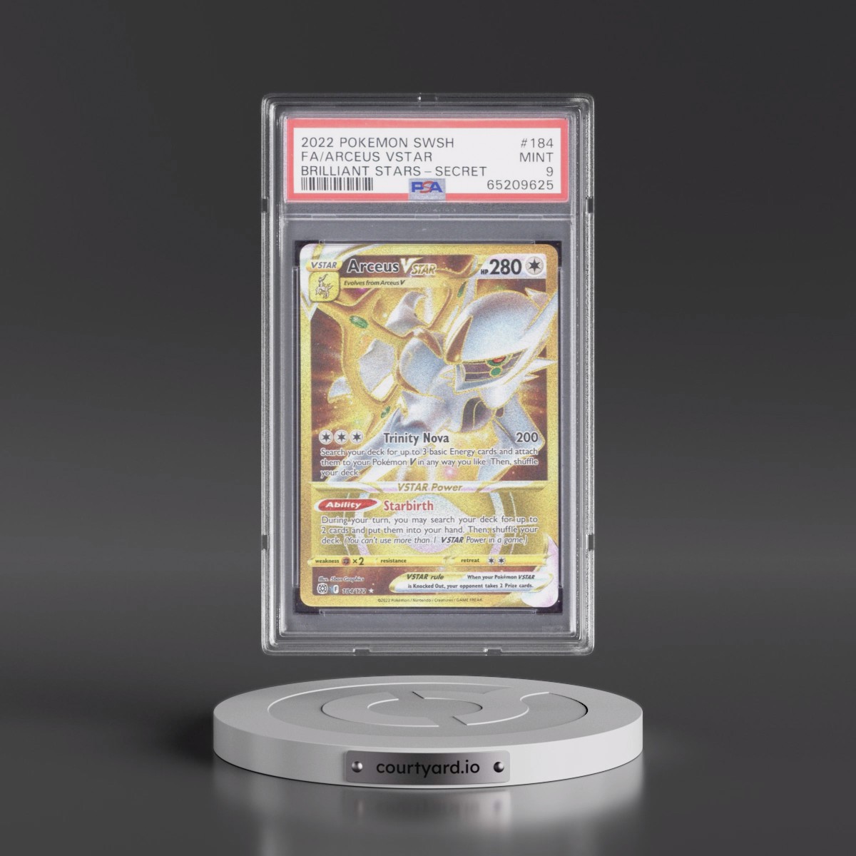 2022 Pokémon Sword & Shield Brilliant Stars #184 Arceus Vstar - Full Art Secret (PSA 9 MINT)