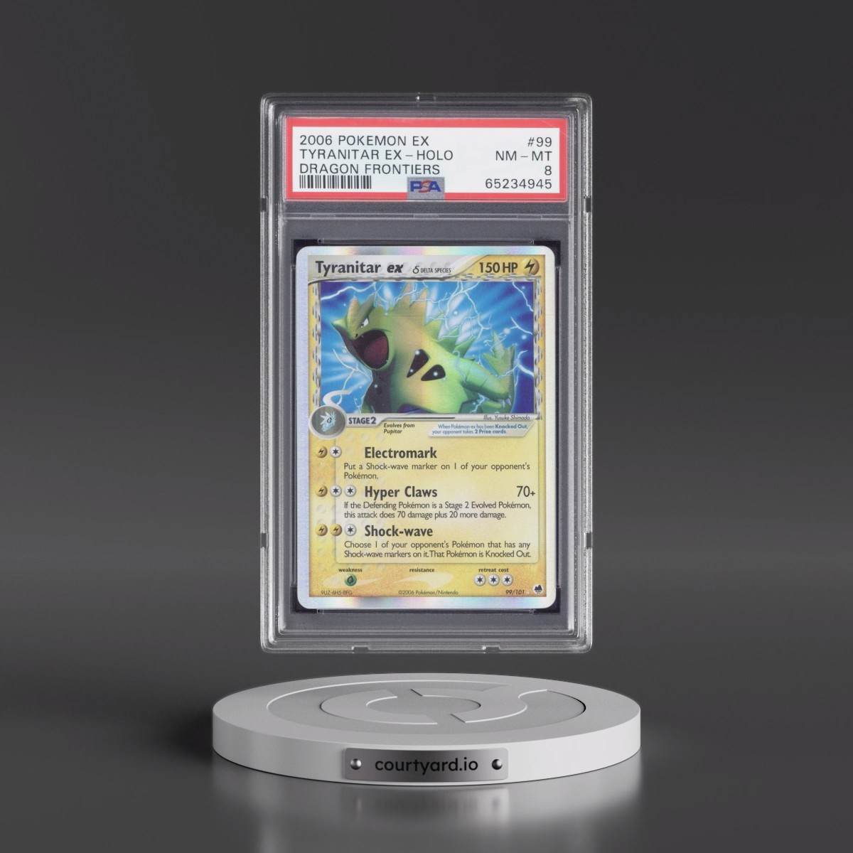 2006 Pokémon EX Dragon Frontiers Tyranitar EX - Holo #99 PSA 8