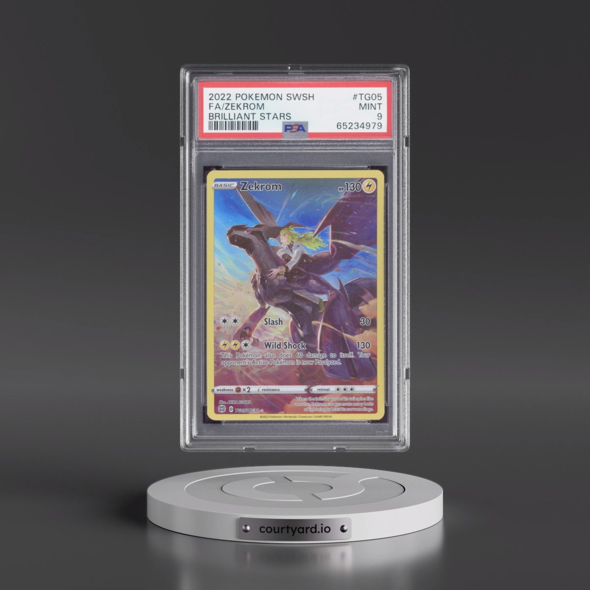 2022 Pokémon Sword & Shield Brilliant Stars #TG05 Zekrom - Full Art (PSA 9 MINT)