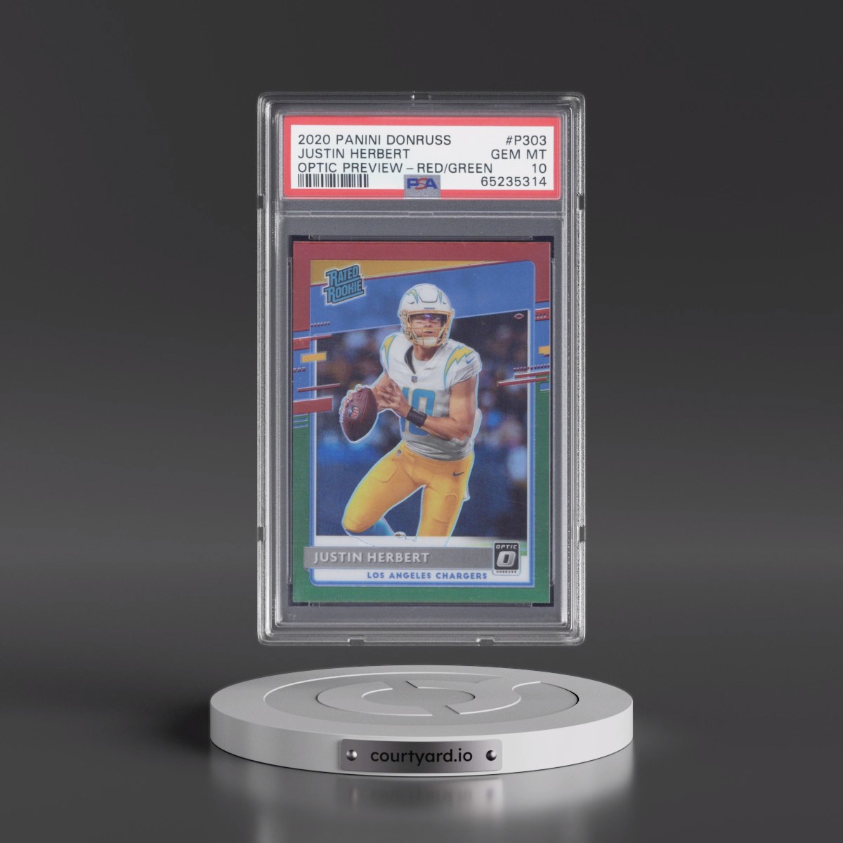 2020 Panini Donruss Justin Herbert - Optic Preview-Red/Green #P303 PSA 10