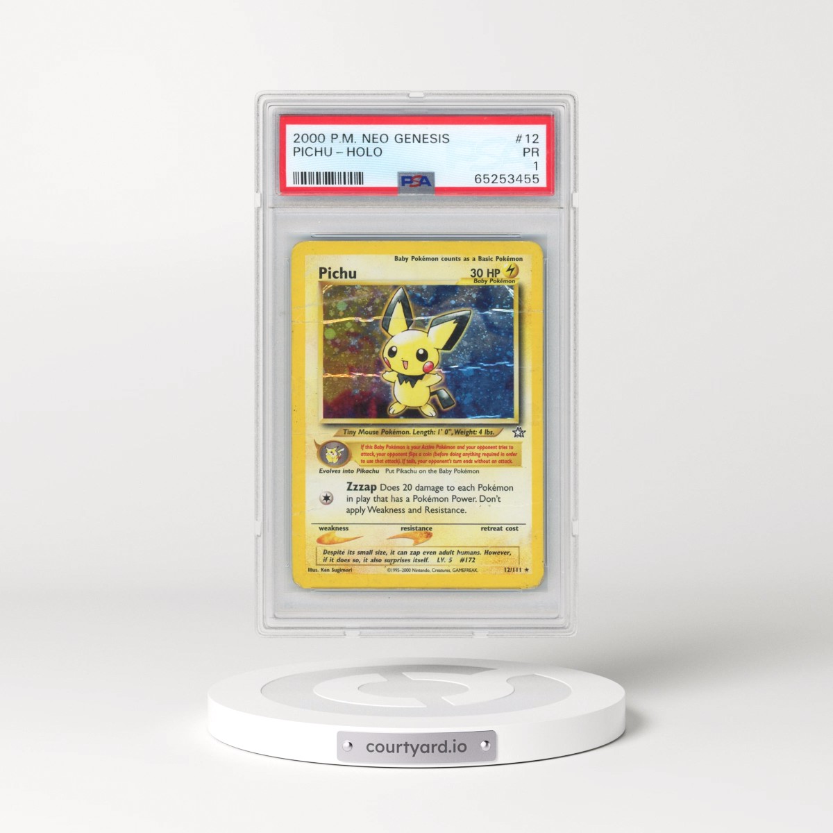 2000 Pokémon Neo Genesis #12 Pichu - Holo (PSA 1 PR)