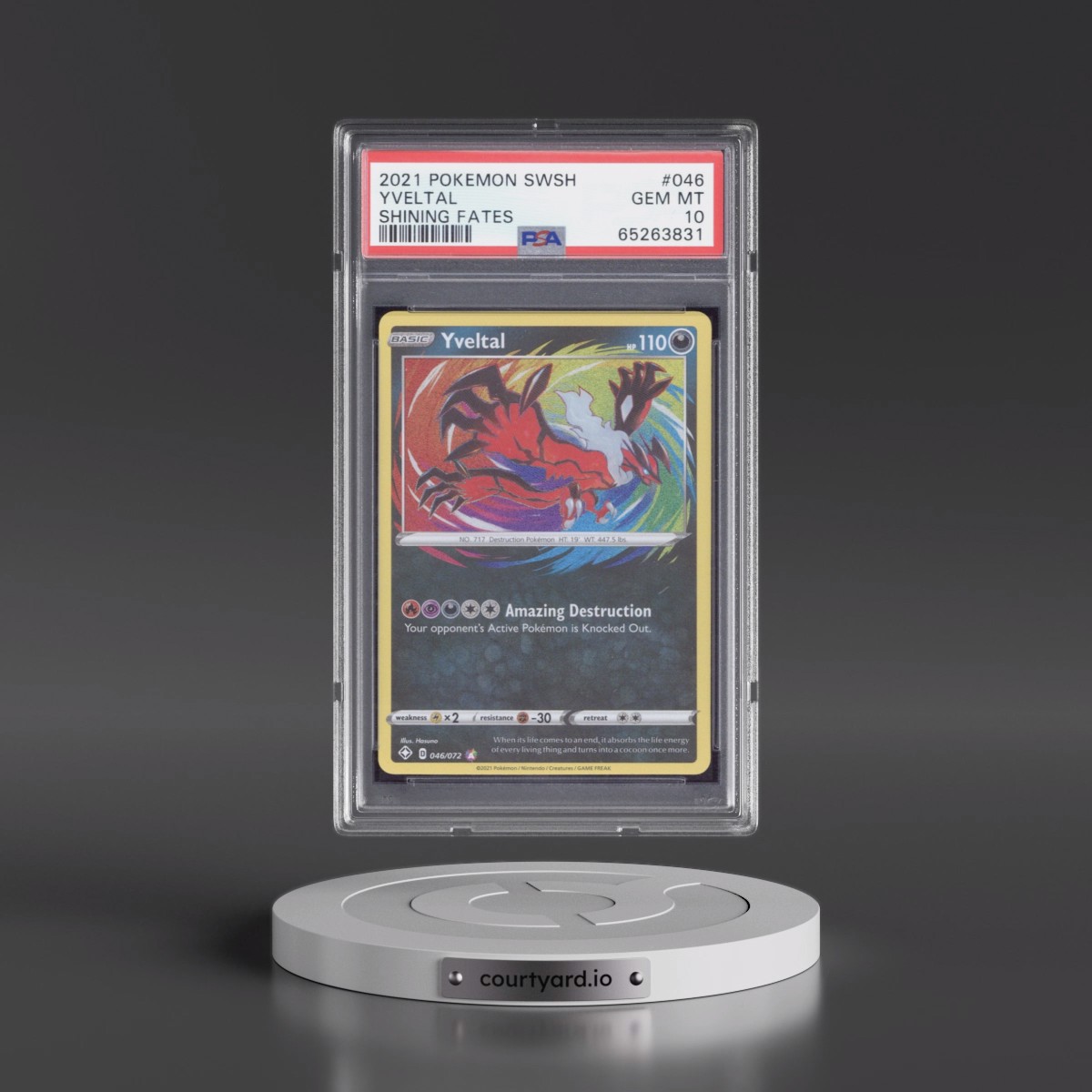 2021 Pokémon Sword & Shield Shining Fates #046 Yveltal (PSA 10 GEM MINT)