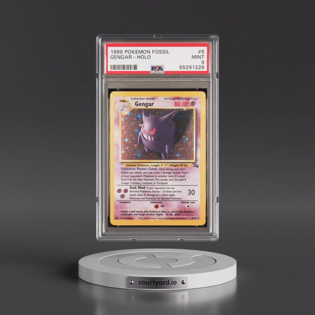 1999 Pokémon Fossil #5 Gengar - Holo (PSA 9 MINT)