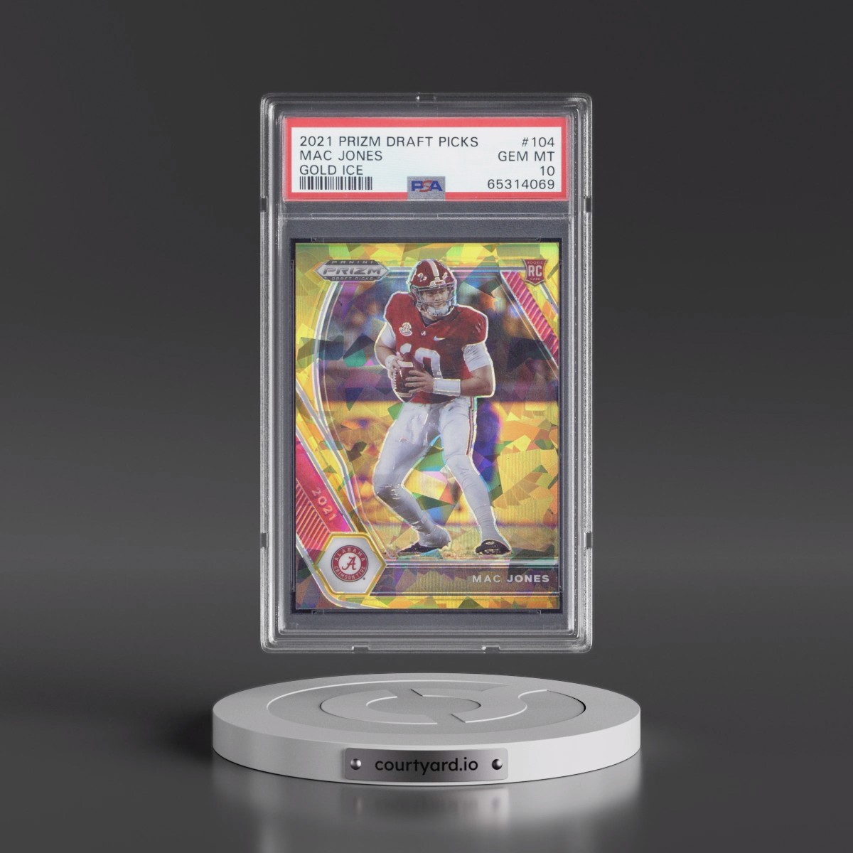 2021 Panini Prizm Draft Picks Mac Jones - Gold Ice #104 PSA 10