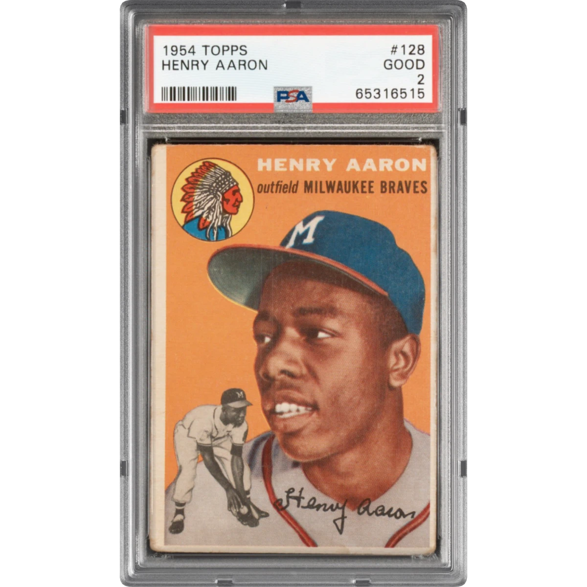 1954 Topps #128 Henry Aaron, PSA 2