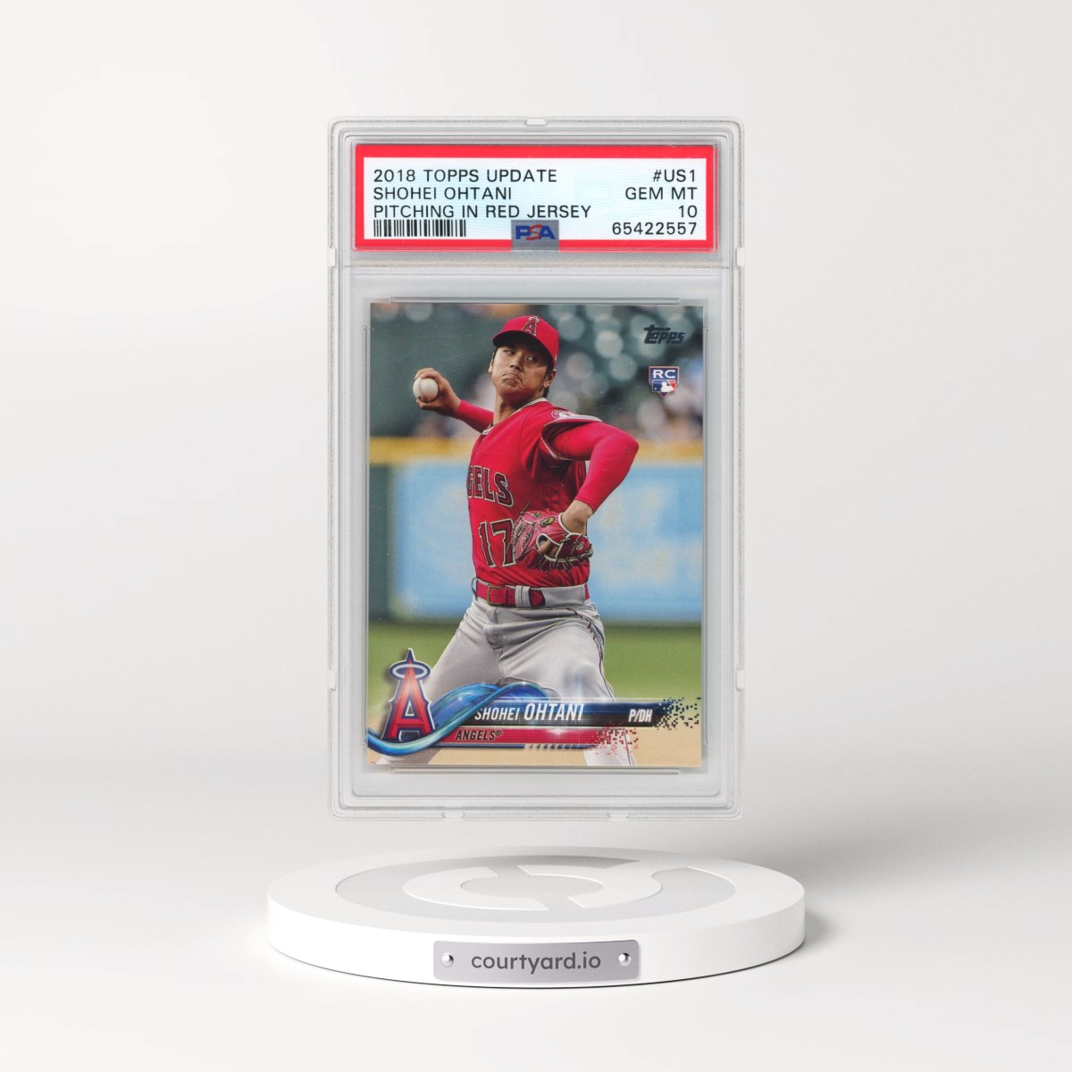 2018 Topps Update #US1 Shohei Ohtani - Pitching in Red Jersey (PSA 10 GEM MINT)
