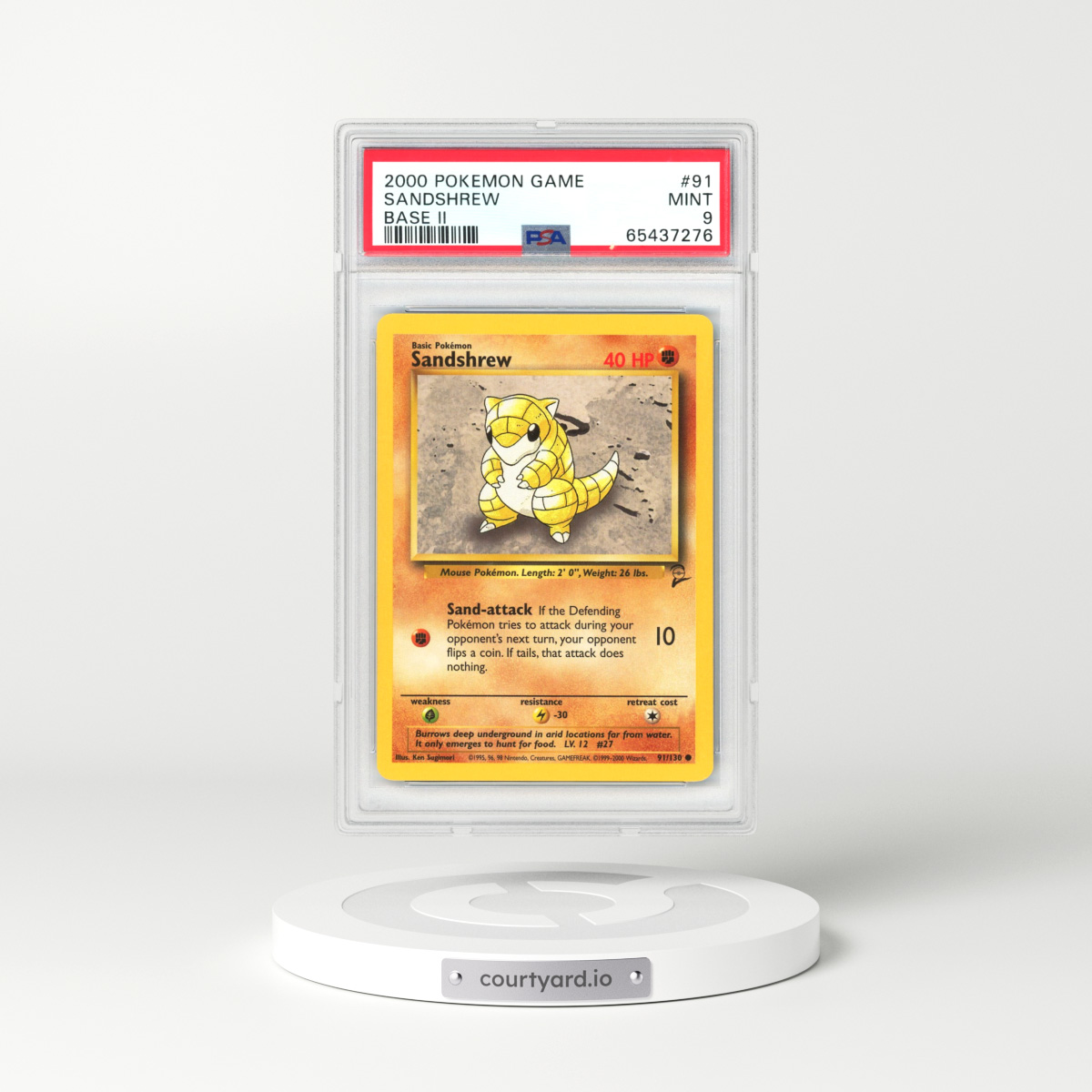 2000 Base Set 2 #91 Sandshrew (PSA 9 MINT)