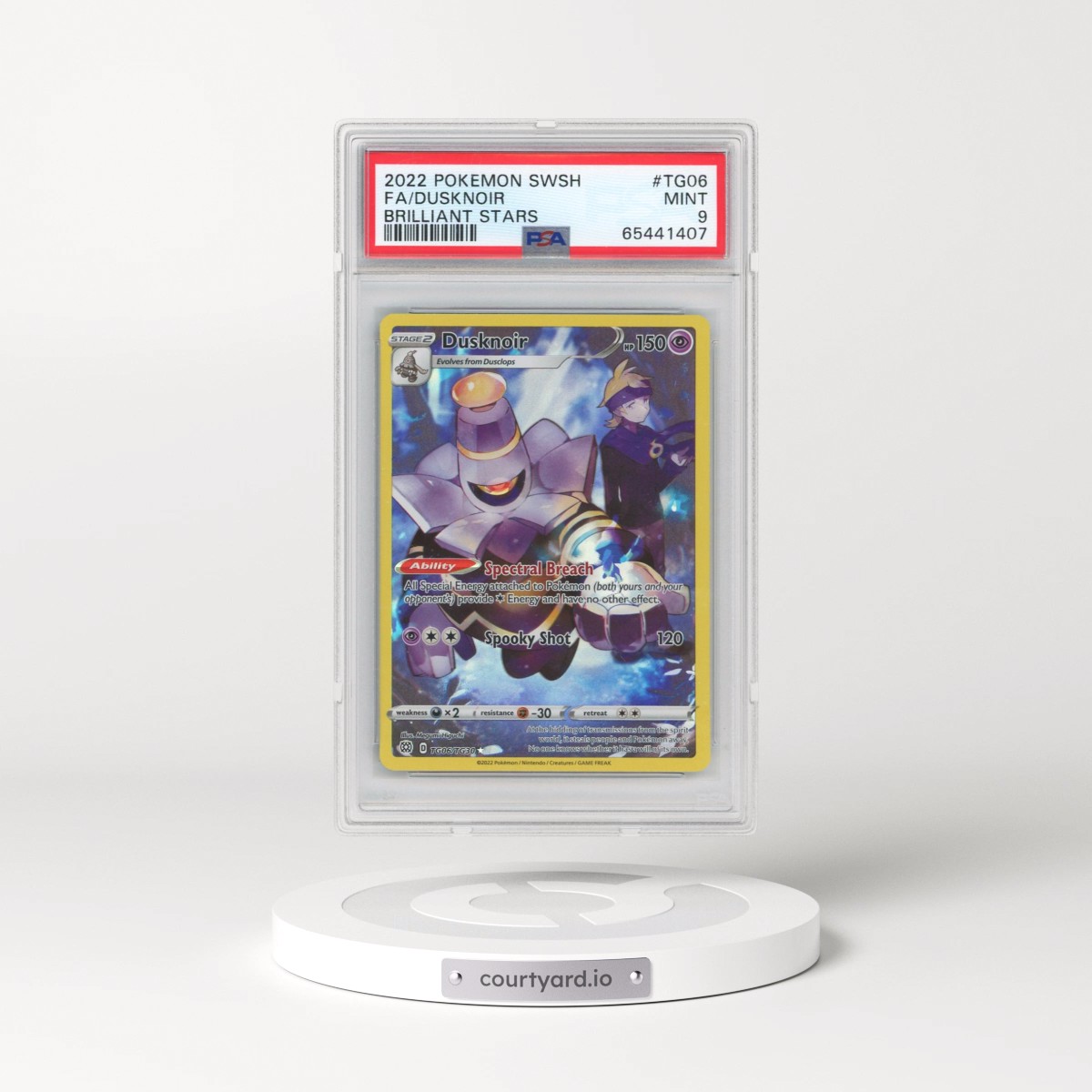 2022 Pokémon Sword & Shield Brilliant Stars #TG06 Dusknoir - Full Art (PSA 9 MINT)