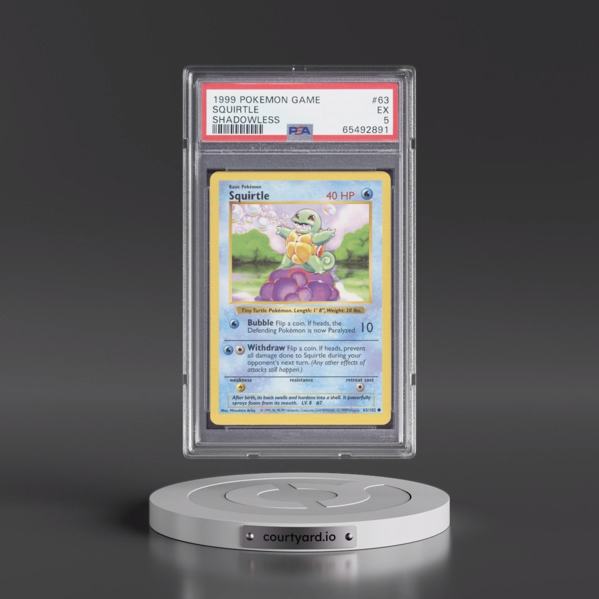 1999 Pokémon Game #63 Squirtle - Shadowless (PSA 5 EX)