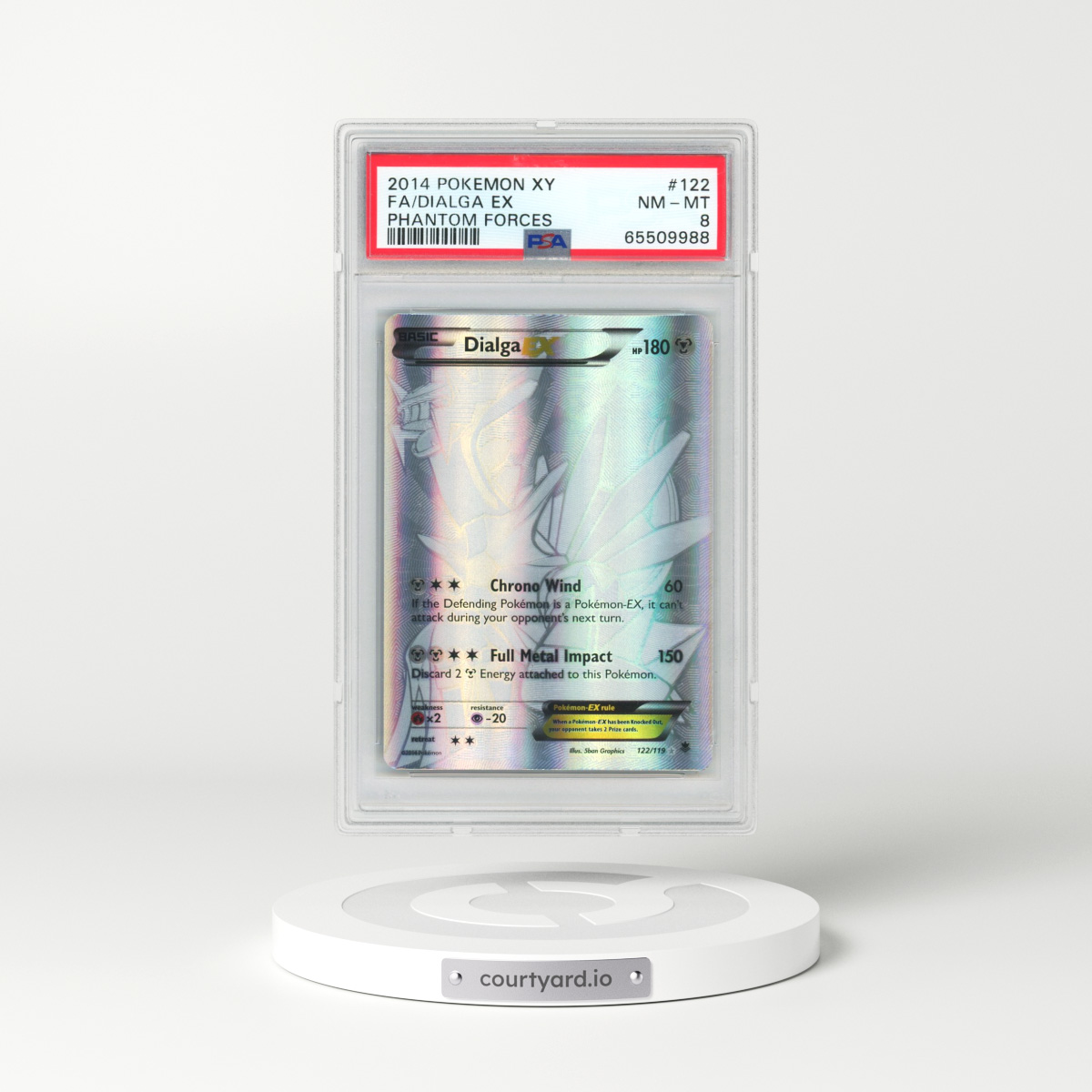 2014 Pokémon XY Phantom Forces #122 Dialga EX - Holo Full Art (PSA 8 NM-MT)