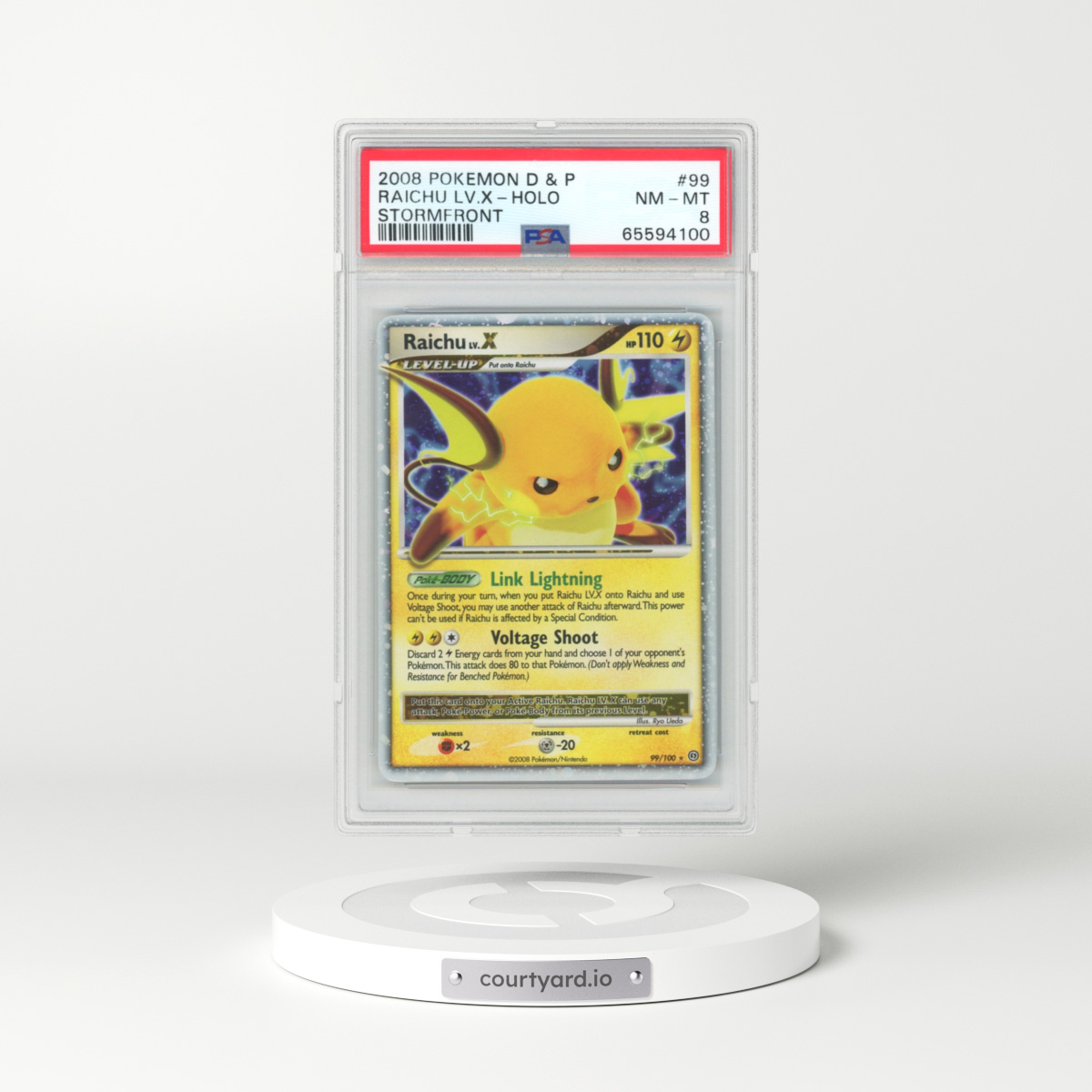 2008 Pokémon Diamond & Pearl Stormfront #99 Raichu LV.X - Holo (PSA 8 NM-MT)